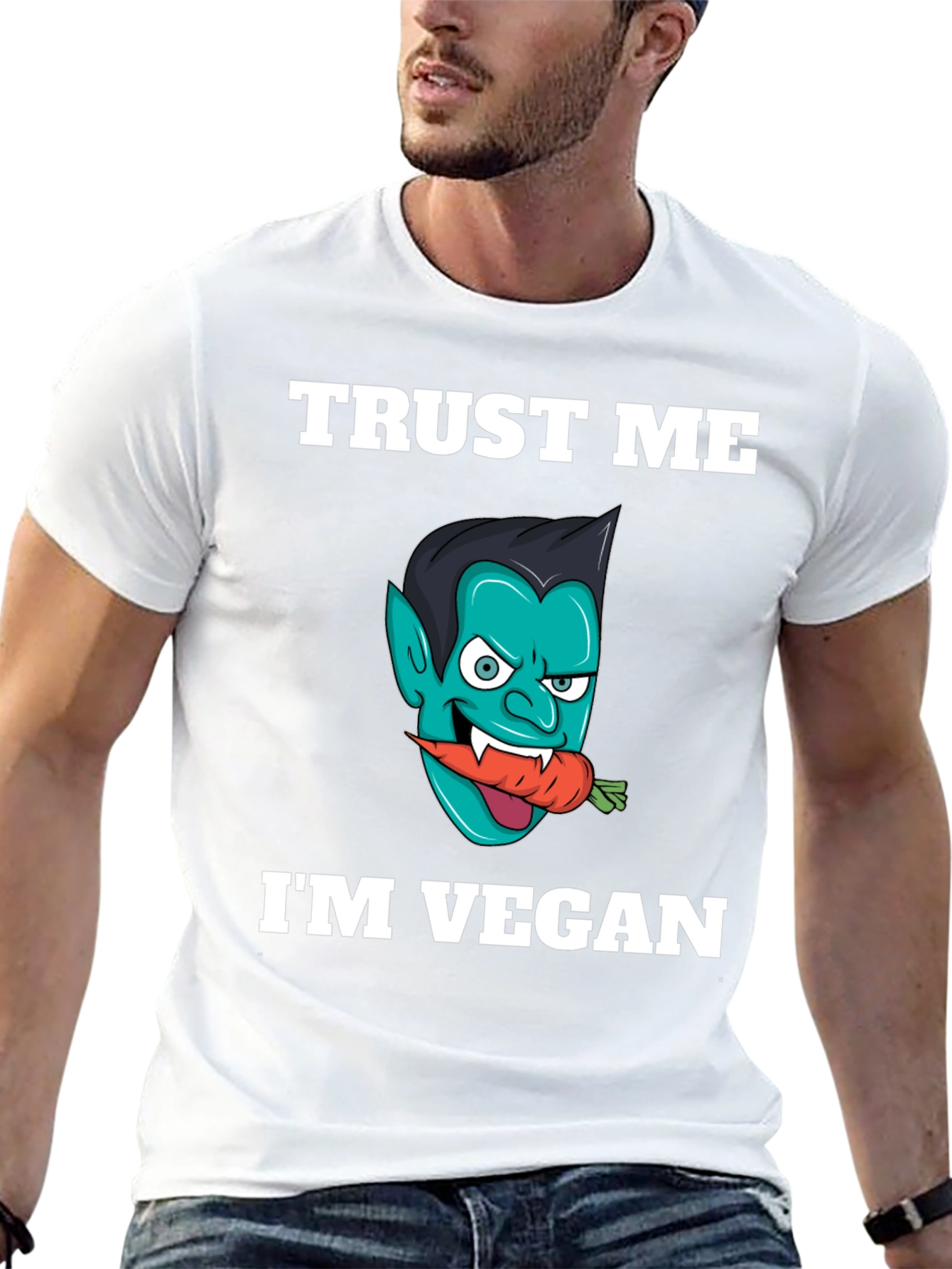 Black Vegan Vampire T-Shirt - Trust Me, I'm Vegan! view 13