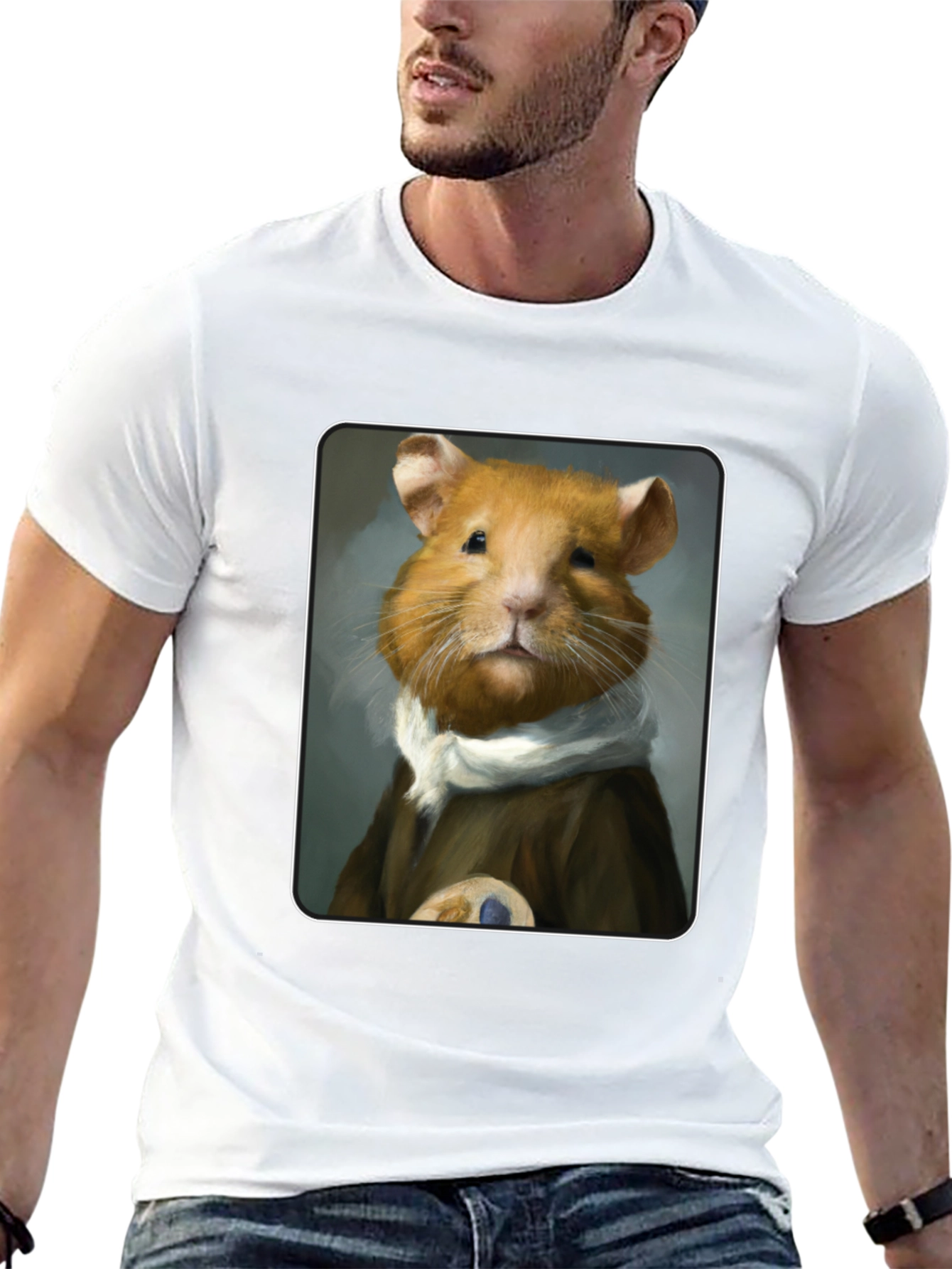 Black Hamster Portrait T-Shirt - Unique & Quirky Tee view 13