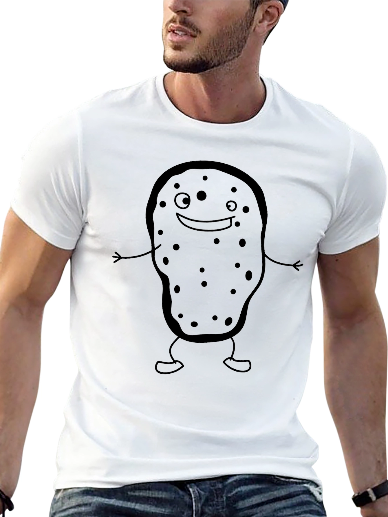 Black Funny Potato Graphic Tee - Unisex Black T-Shirt view 13