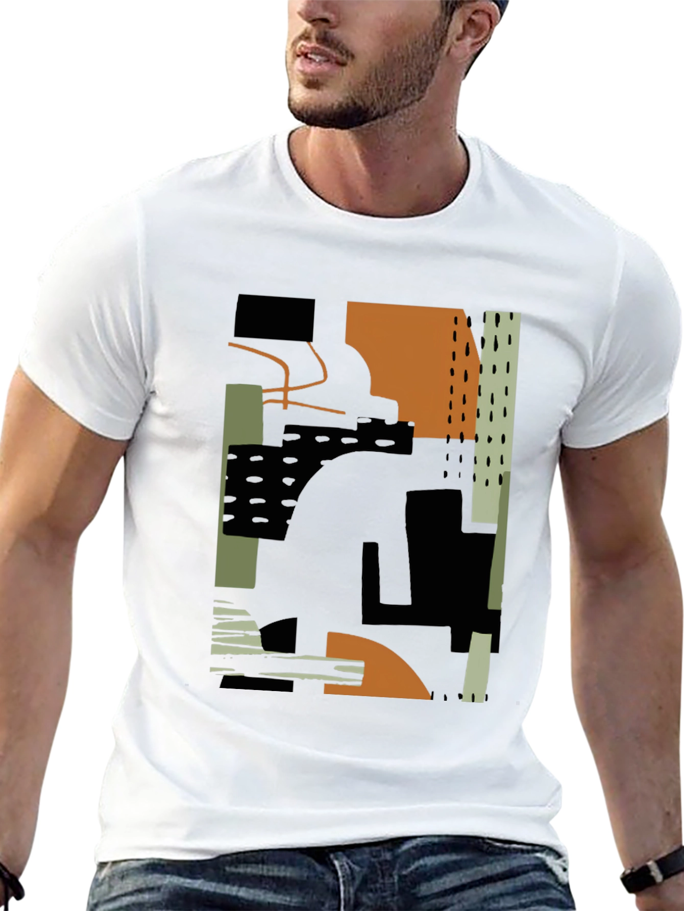 Black Abstract Art Tee - Modern Black T-Shirt view 13