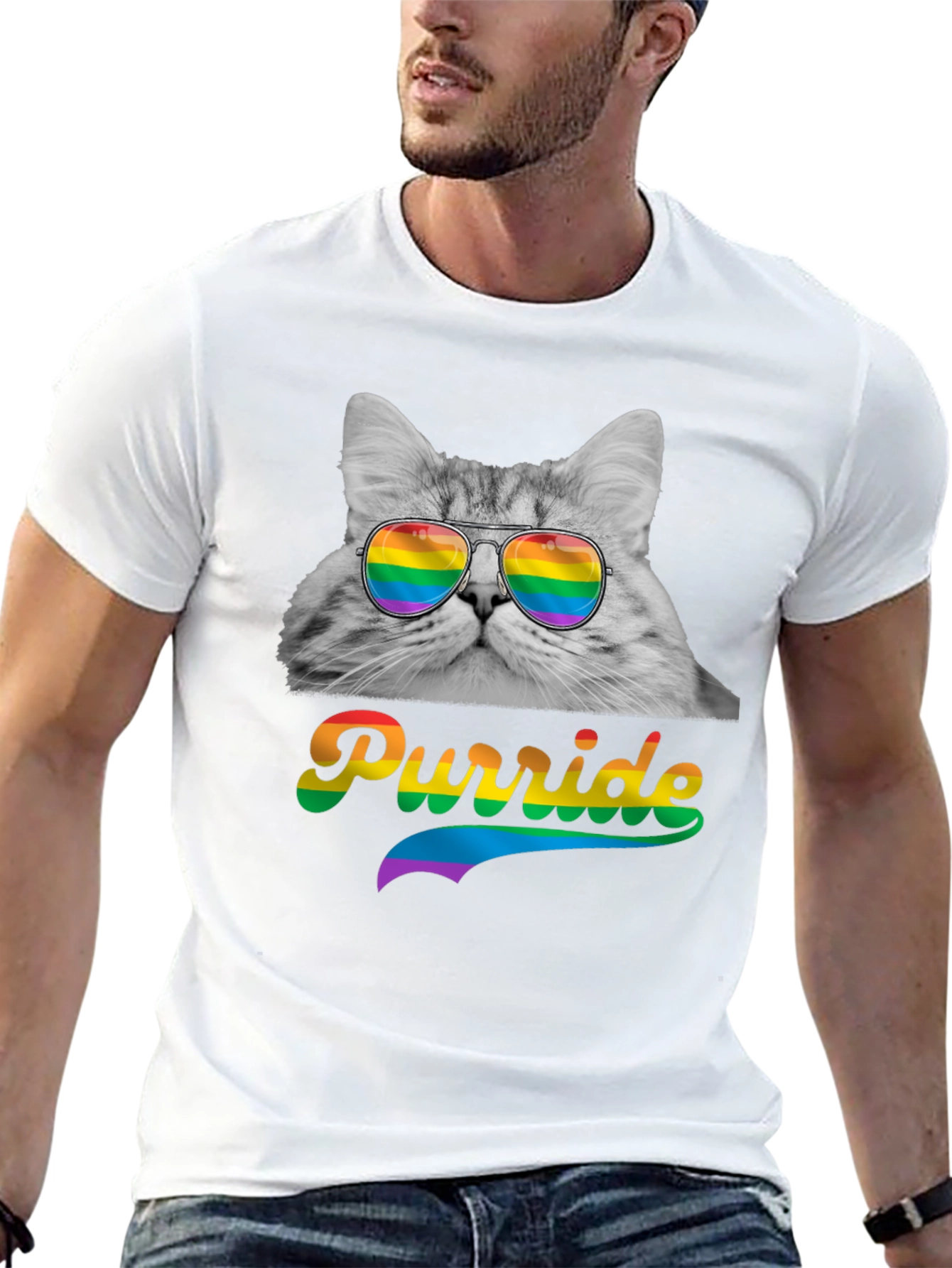 Black Purride Cat T-Shirt LGBT Pride Month view 13
