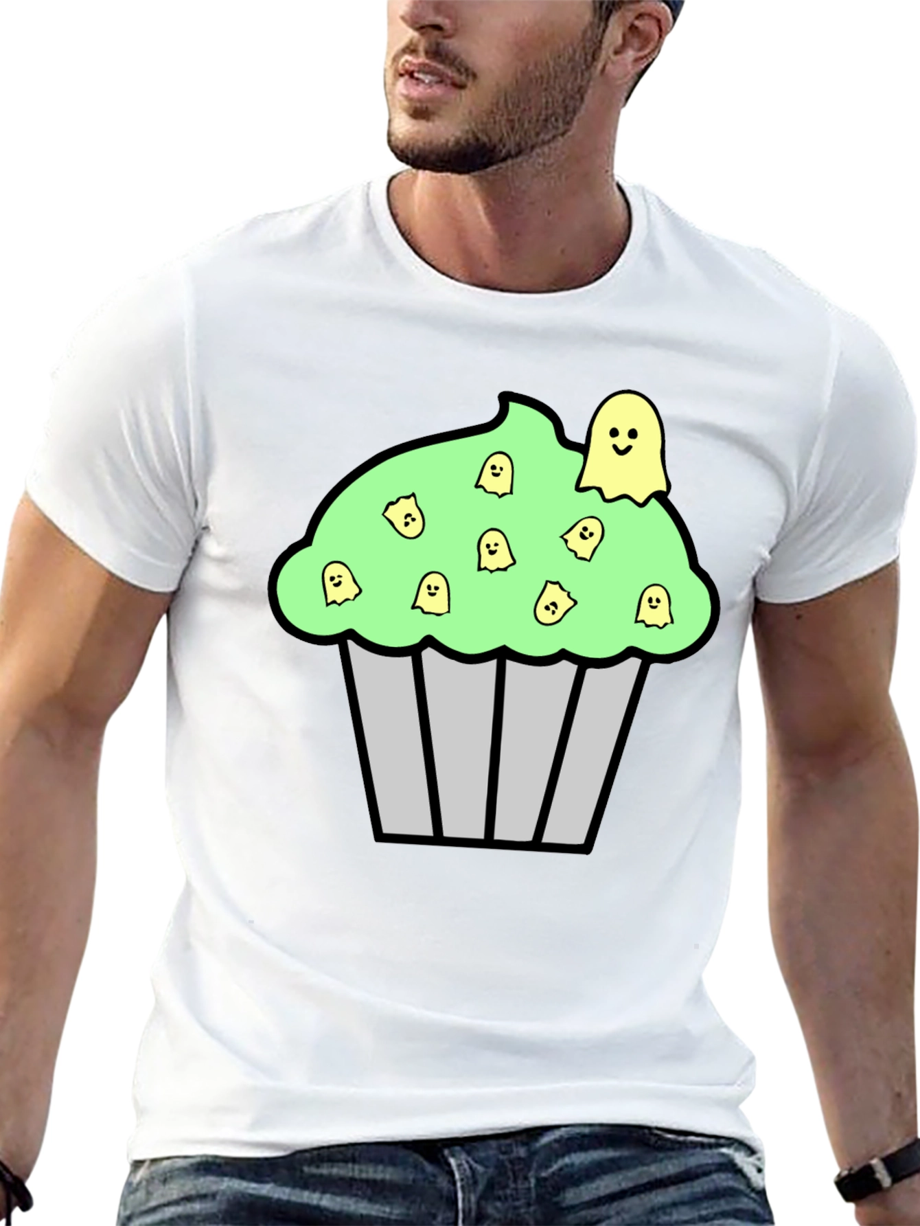 Black Spooky Cupcake Graphic Tee - Halloween T-Shirt view 13