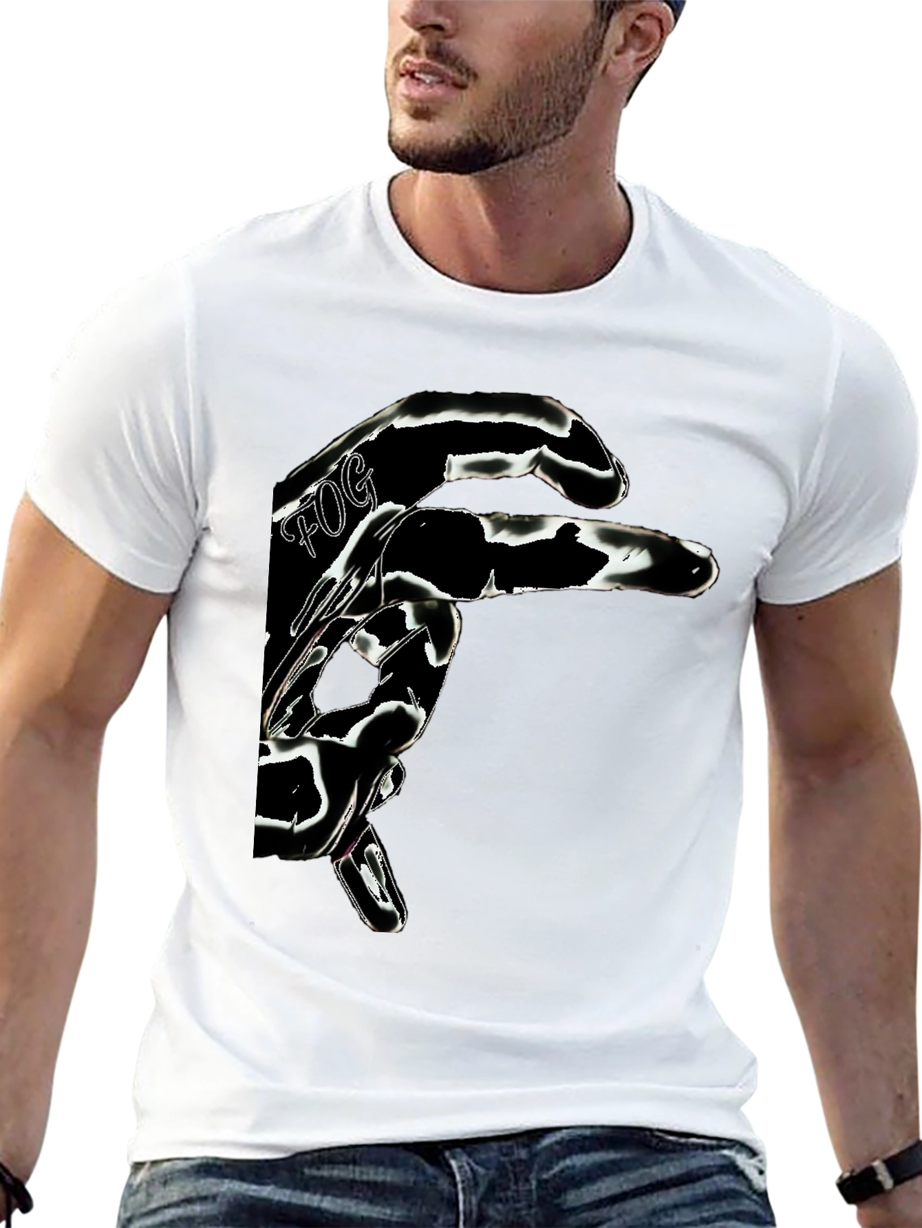 Black Abstract Graphic Print Men's Black T-Shirt view 13
