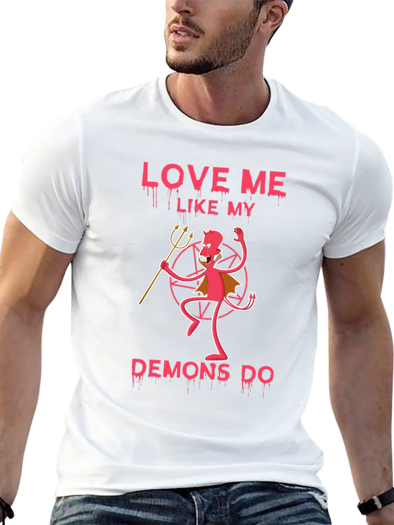 Black Love Me Like My Demons Do Black Graphic Tee view 13