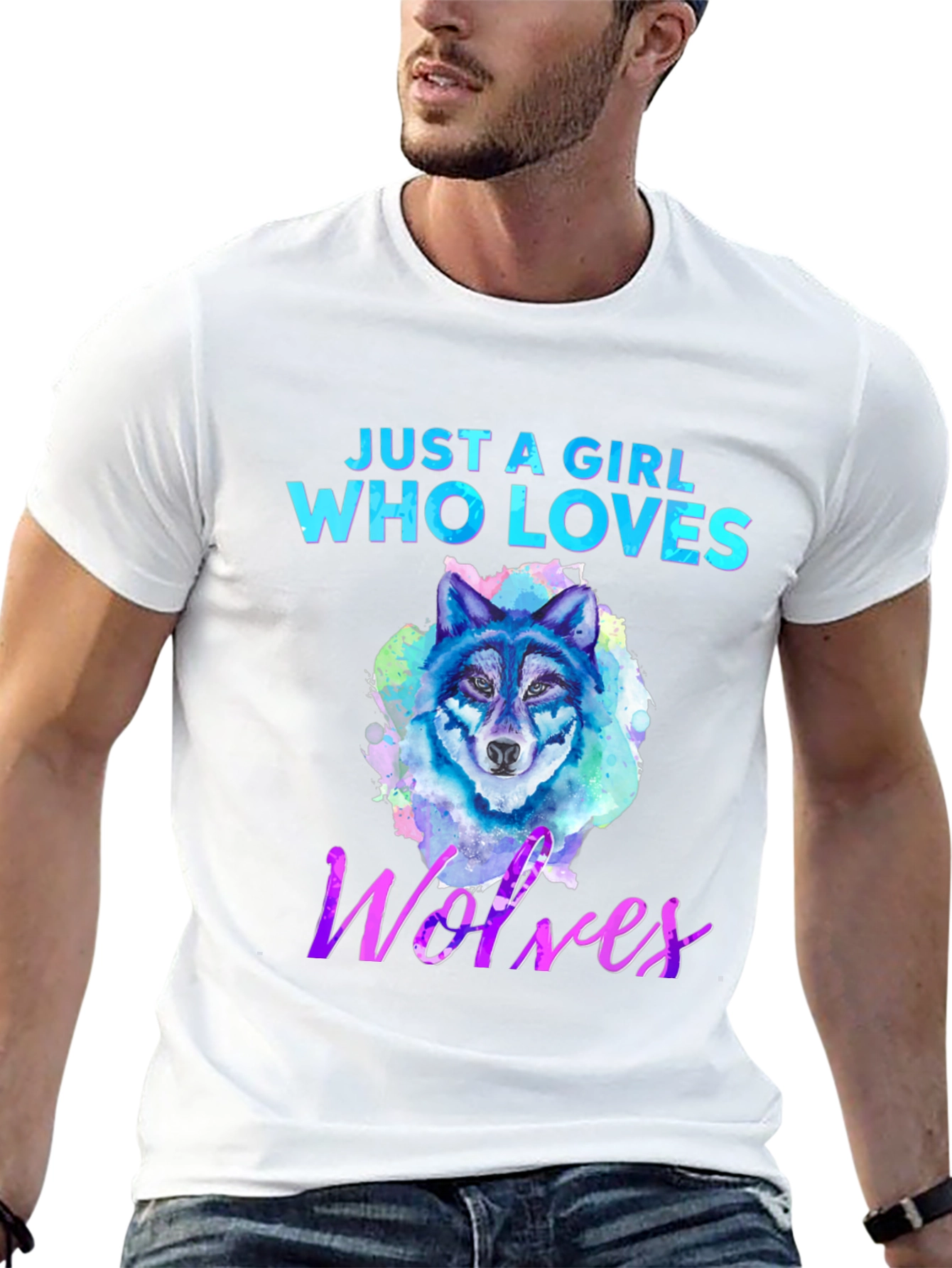 Black Girl Who Loves Wolves Graphic T-Shirt view 13