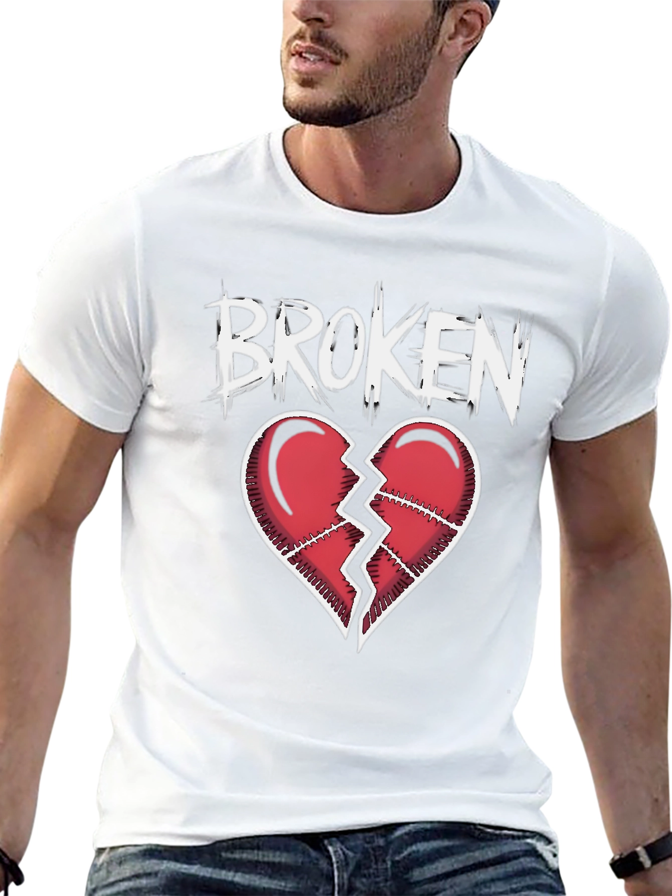 Black Broken Heart Graphic T-Shirt - Black view 13