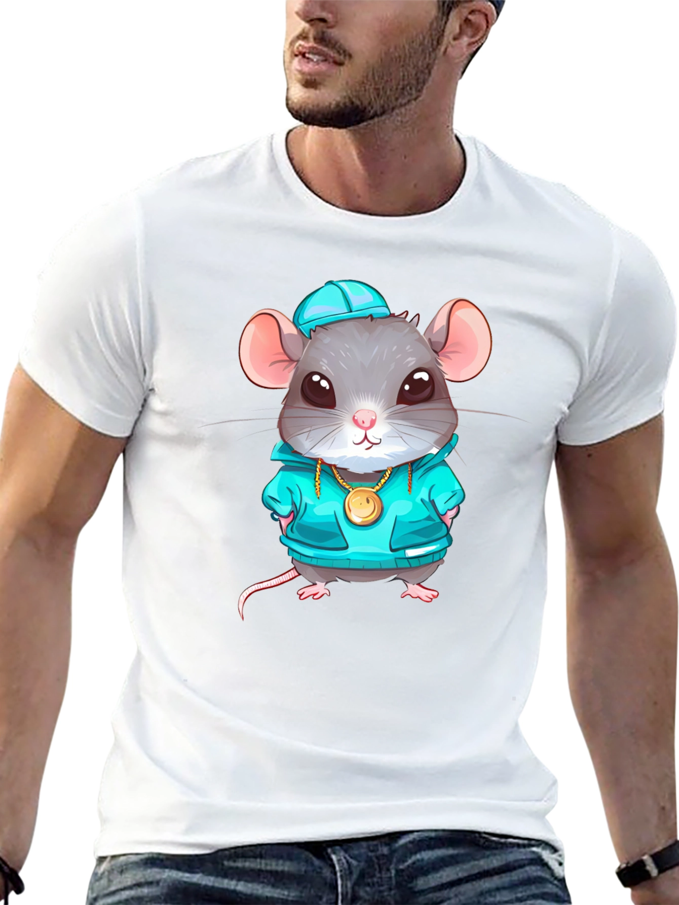 Black Cool Rat Graphic T-Shirt view 13