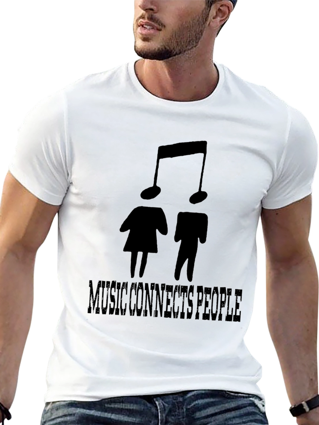 Black Music Connects People Black Graphic T-Shirt view 13