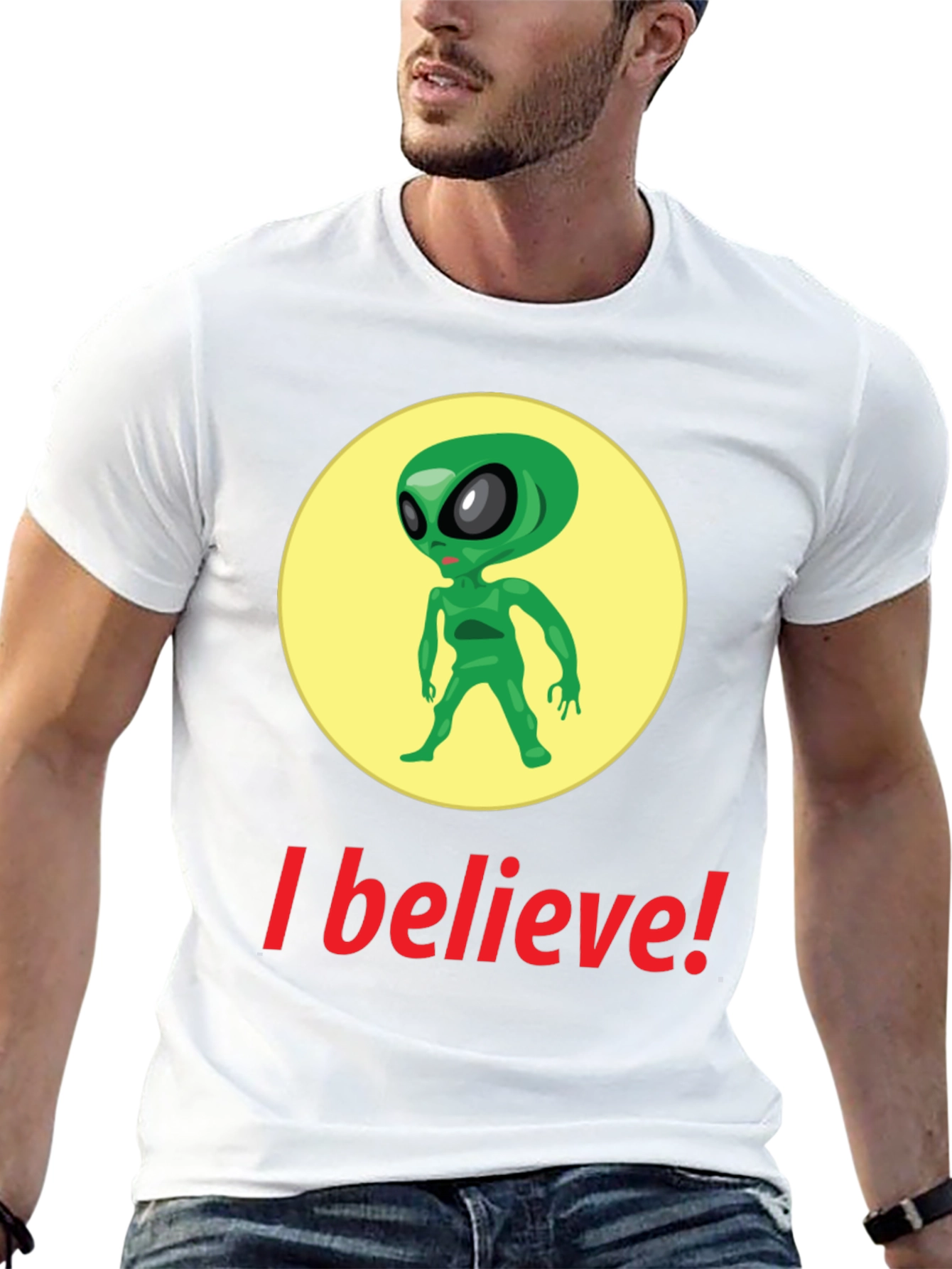 I Believe Alien Graphic Tee - Black Cotton T-Shirt - 13