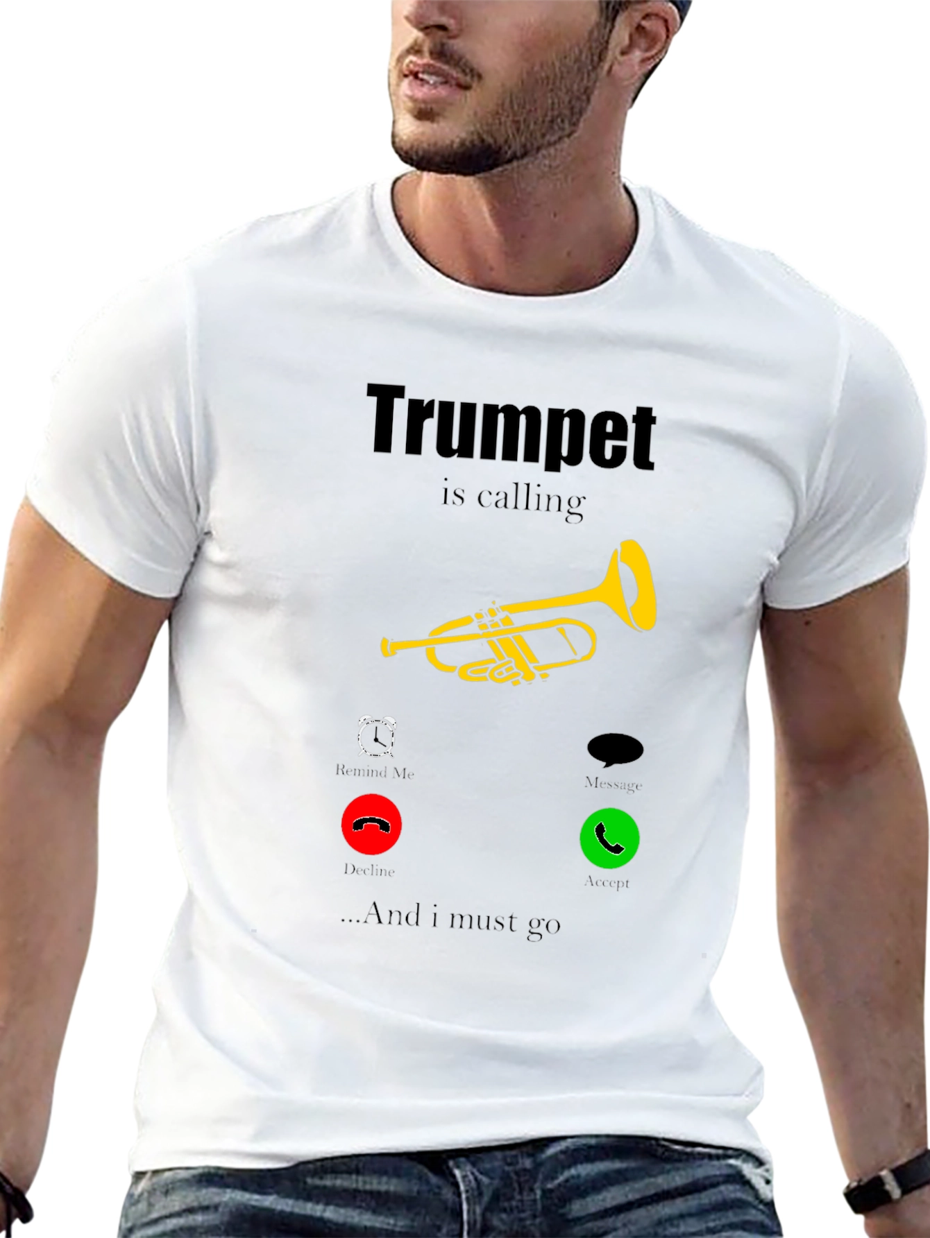 Black Trumpet is Calling T-Shirt - Musician Humor view 13
