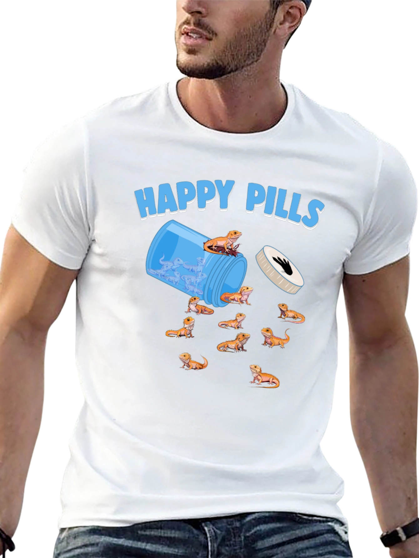 Black Happy Pills Bearded Dragon T-Shirt view 13