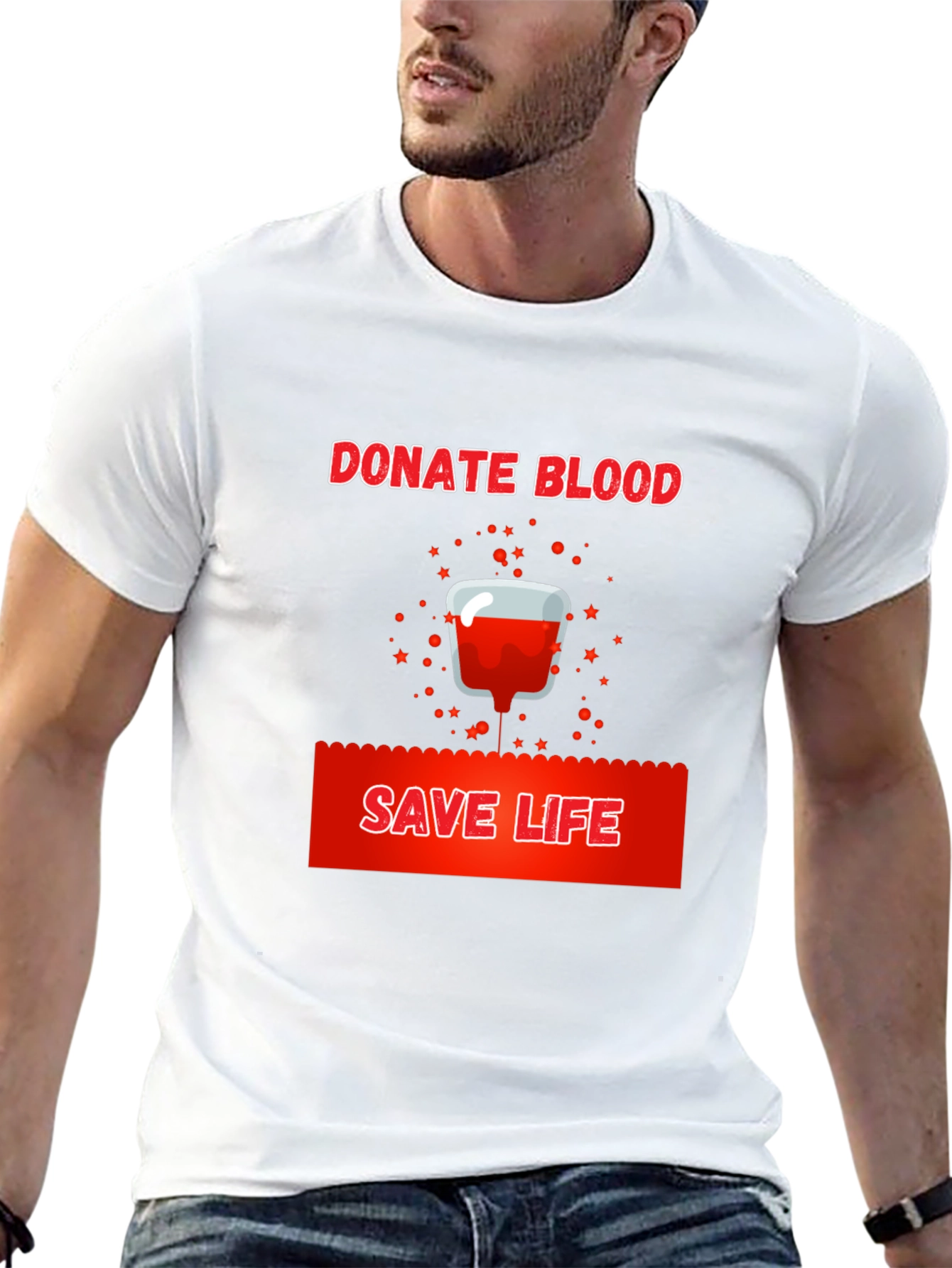 Donate Blood Save Life Graphic Tee - Black Cotton T-Shirt - 13
