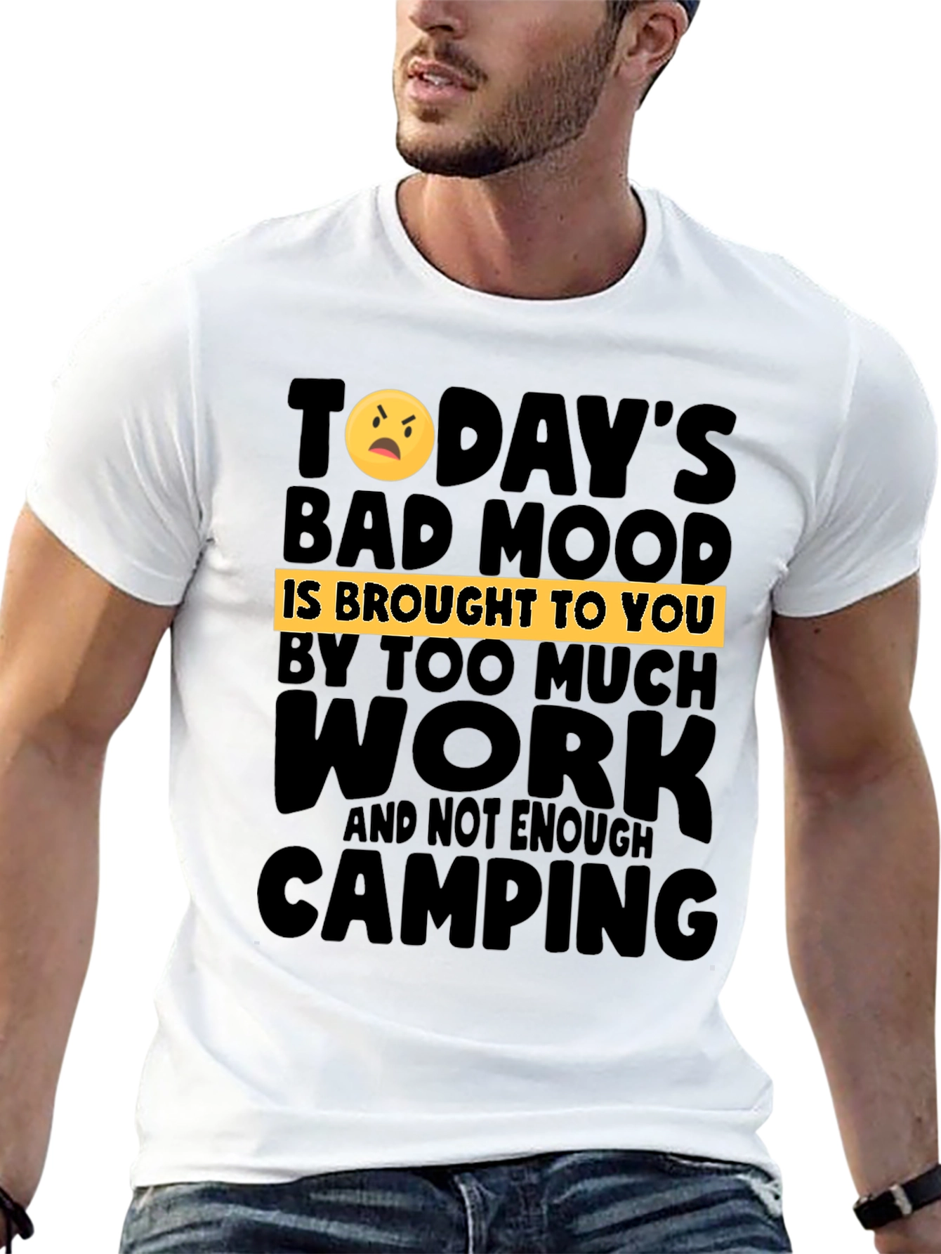 Black Humorous Camping & Work T-Shirt view 13