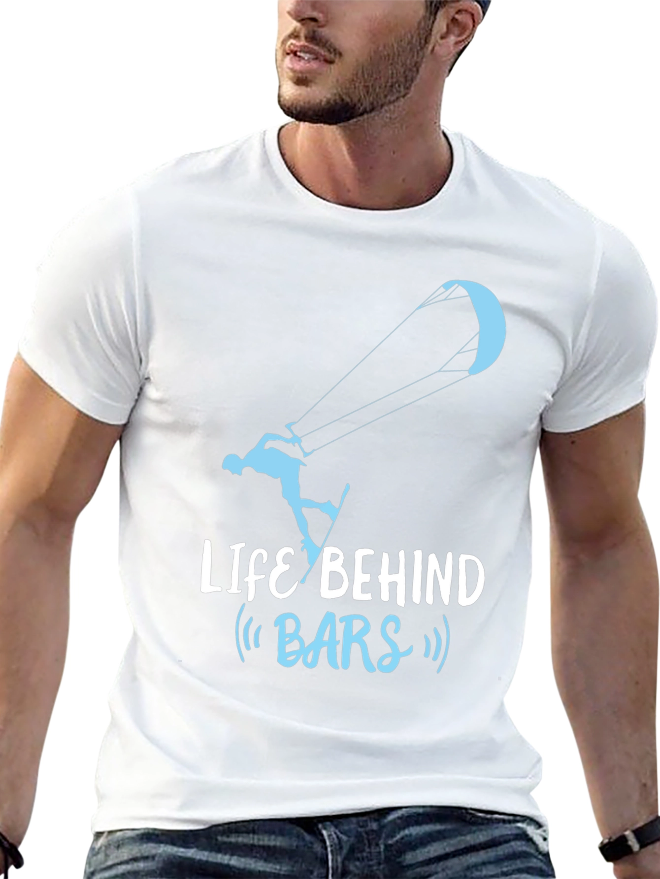 Black Life Behind Bars Kitesurfing T-Shirt - Cool Design view 13