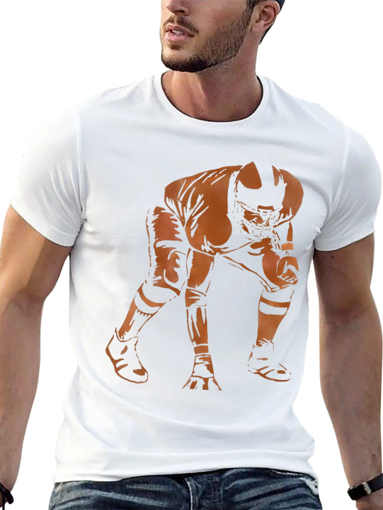 Black Football Player Graphic Tee - Stylish Men's T-Shirt view 13