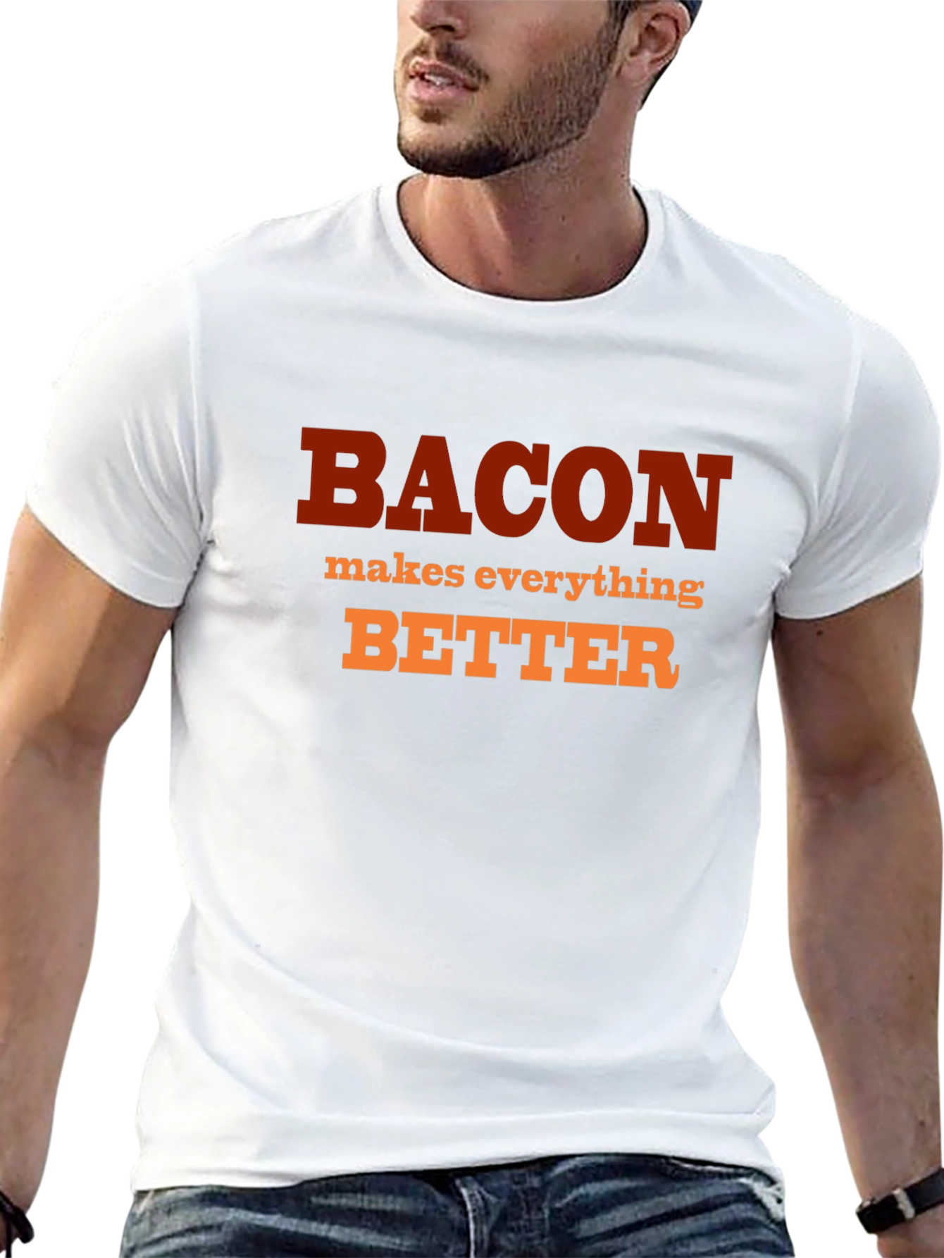 Black Bacon Makes Everything Better T-Shirt - Funny Foodie Tee view 13