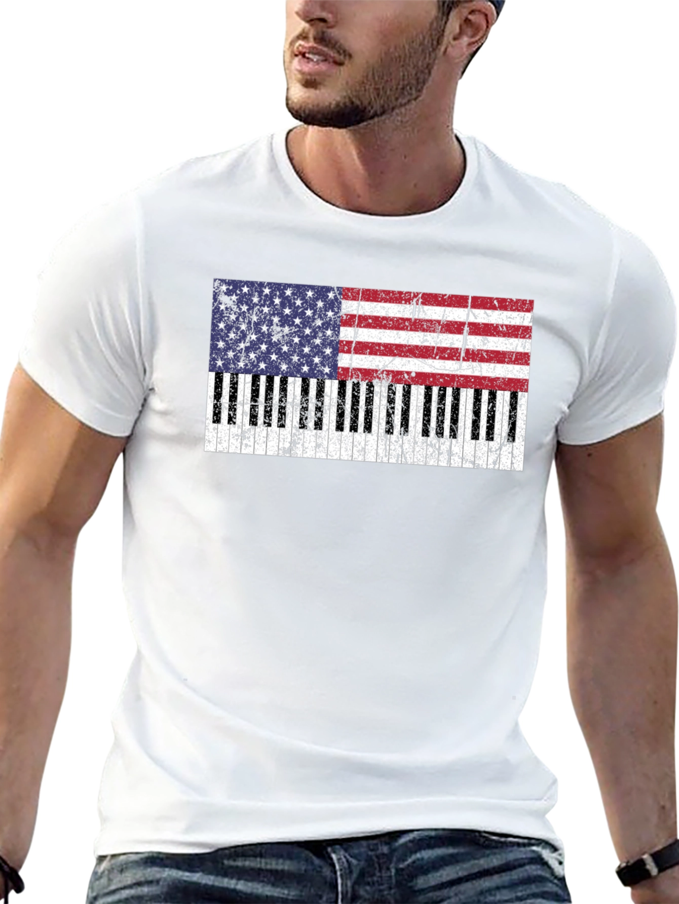 Piano Keys American Flag T-Shirt - 13