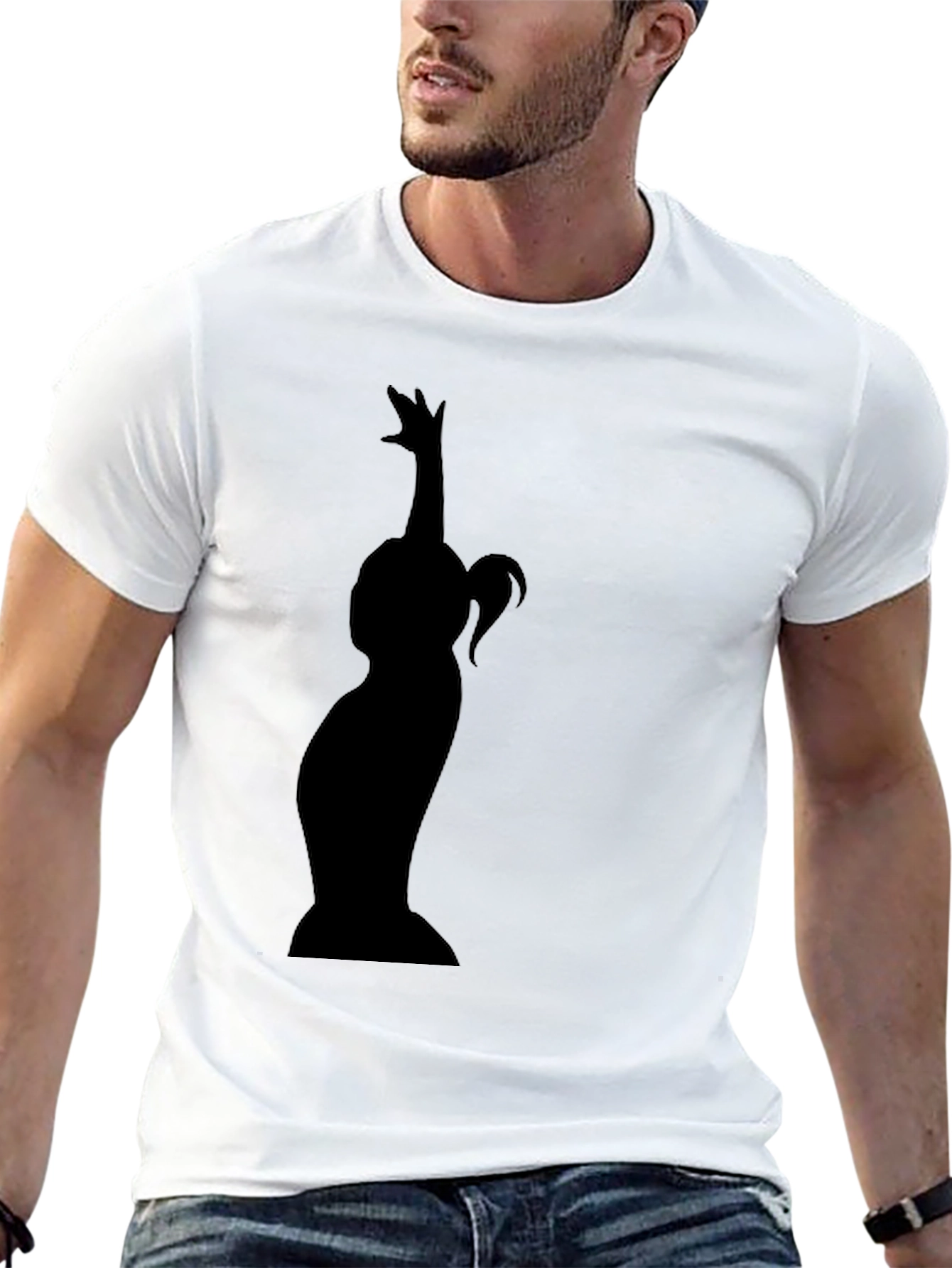 Black Silhouette Graphic Tee - Black Cotton Blend view 13