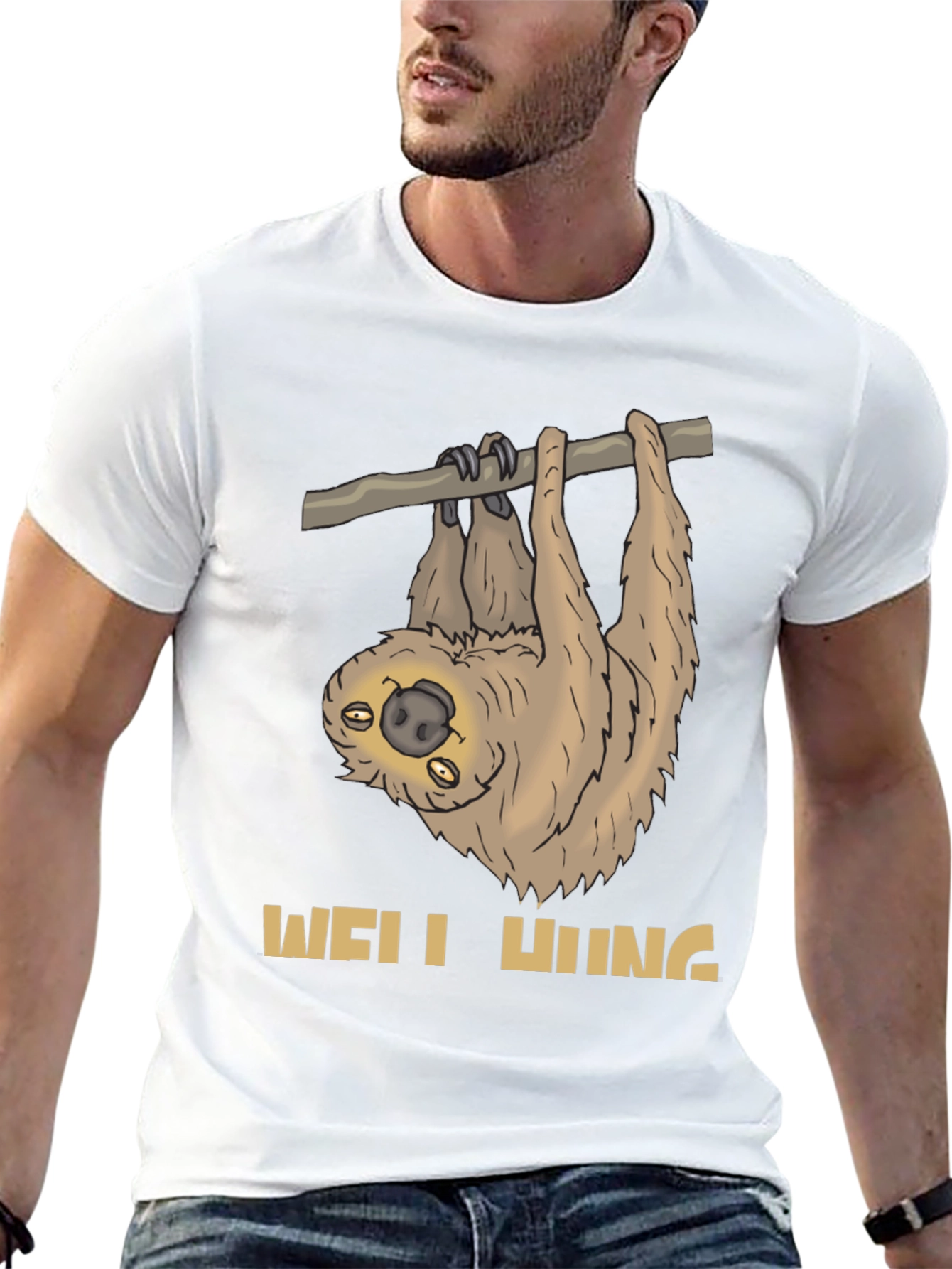 Black Well Hung Sloth Graphic Tee - Funny Animal T-Shirt view 13