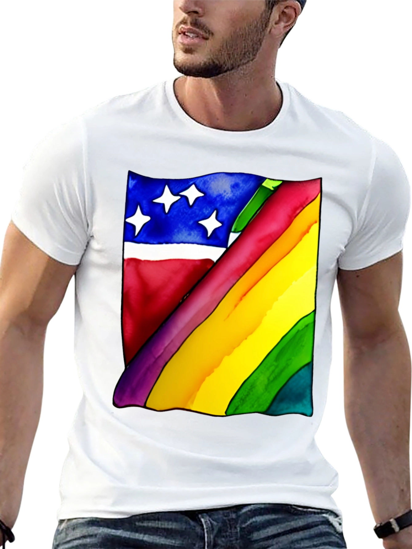 Black Rainbow Flag Graphic Tee - Unisex Black Shirt view 13