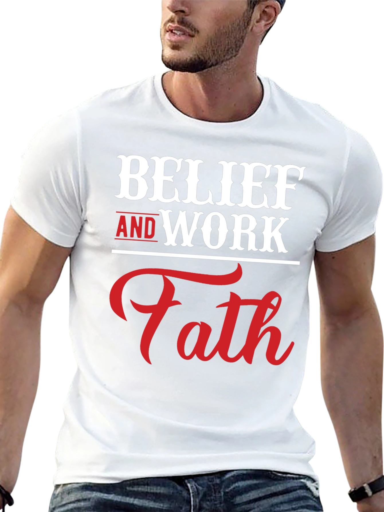 Black Belief and Work Faith Graphic T-Shirt view 13