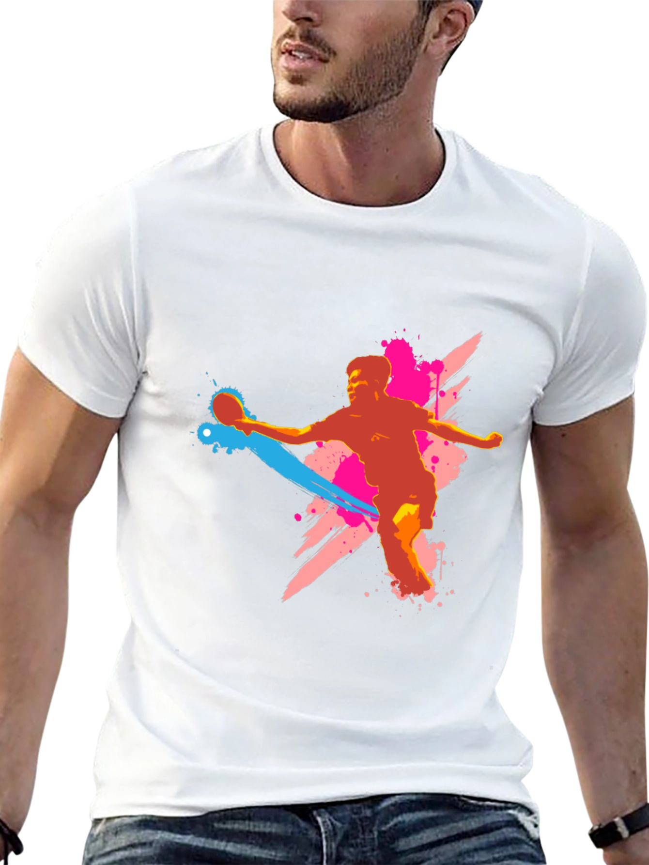Handball Player Graphic T-Shirt - Black - 13