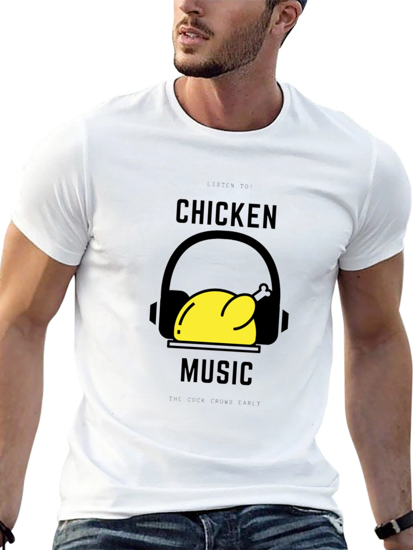 Black Chicken Music Graphic T-Shirt - Black view 13
