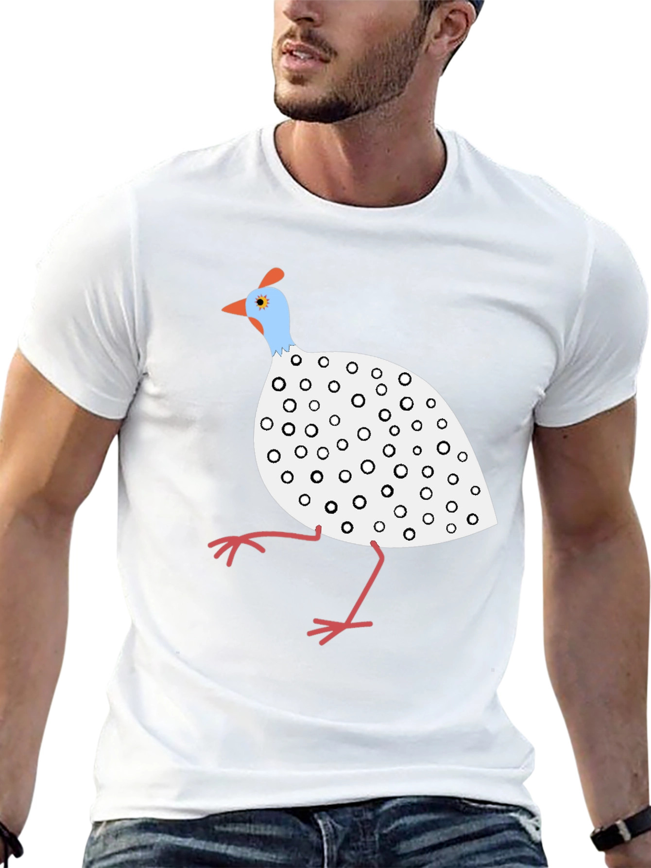 Black Guinea Fowl Graphic Tee - Unique Bird Design view 13