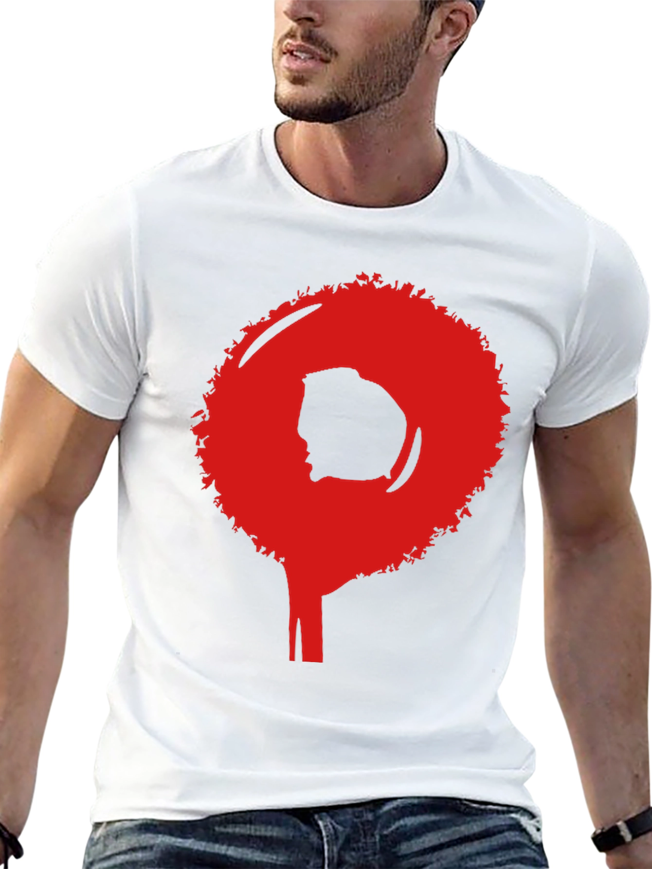 Black Afro Silhouette Graphic Tee - Bold Statement Shirt view 13