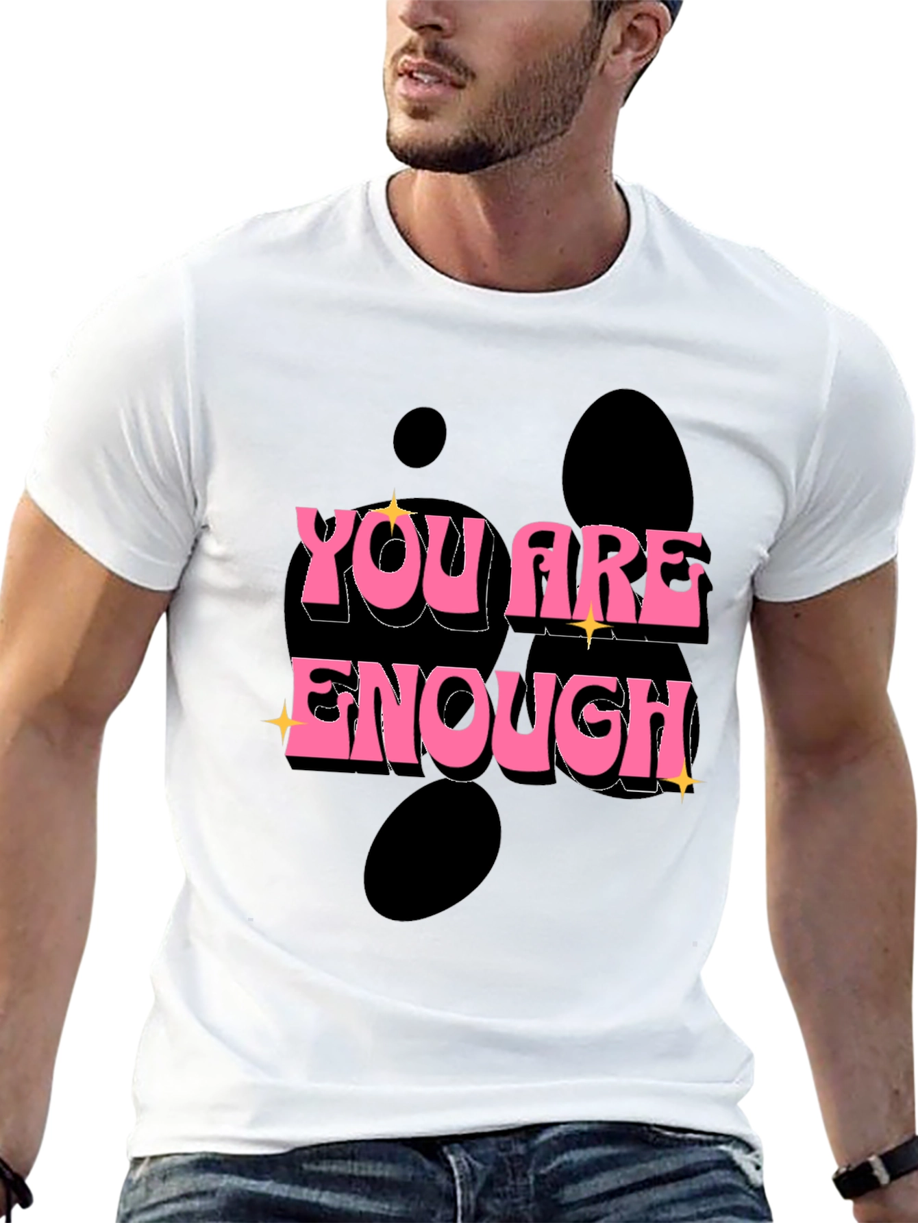 Black You Are Enough Graphic Tee - Black view 13