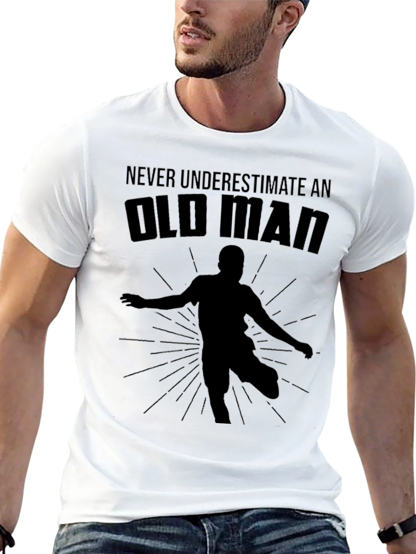 Black Never Underestimate an Old Man T-Shirt view 13