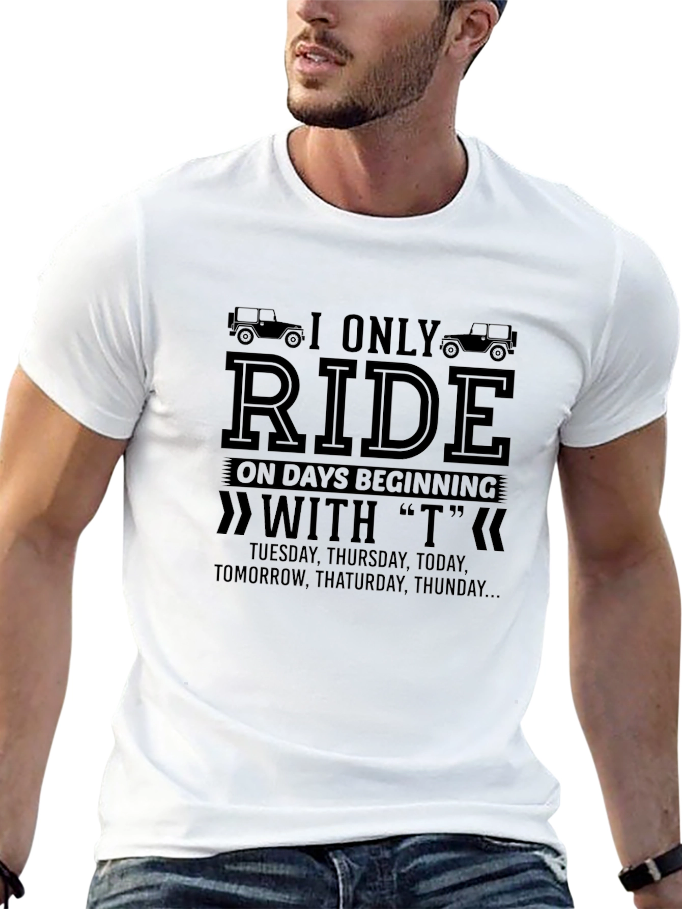 Black I Only Ride On Days Beginning With T T-Shirt view 13