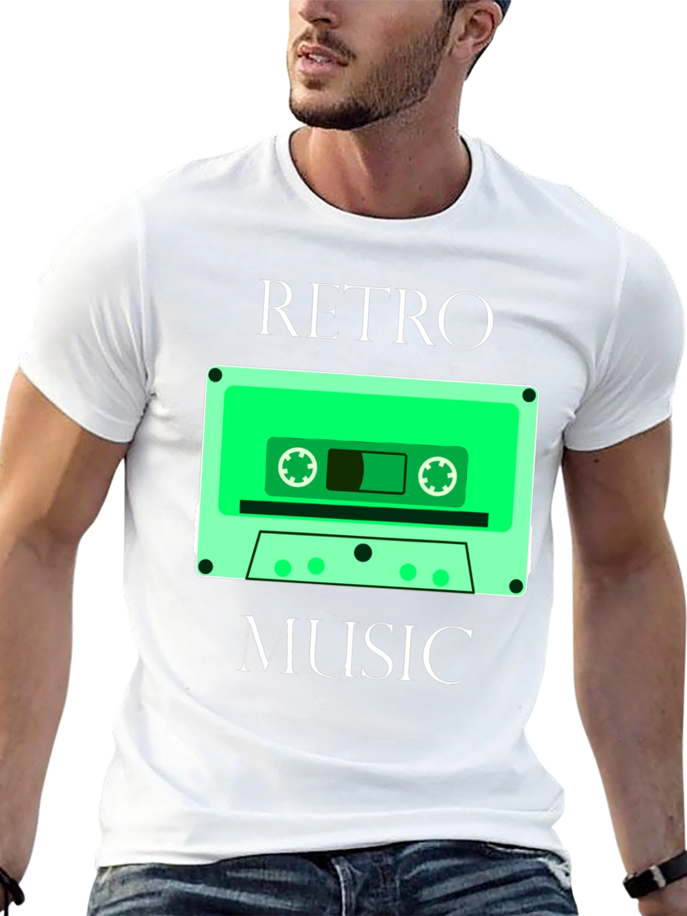 Black Retro Music Cassette Graphic T-Shirt view 13