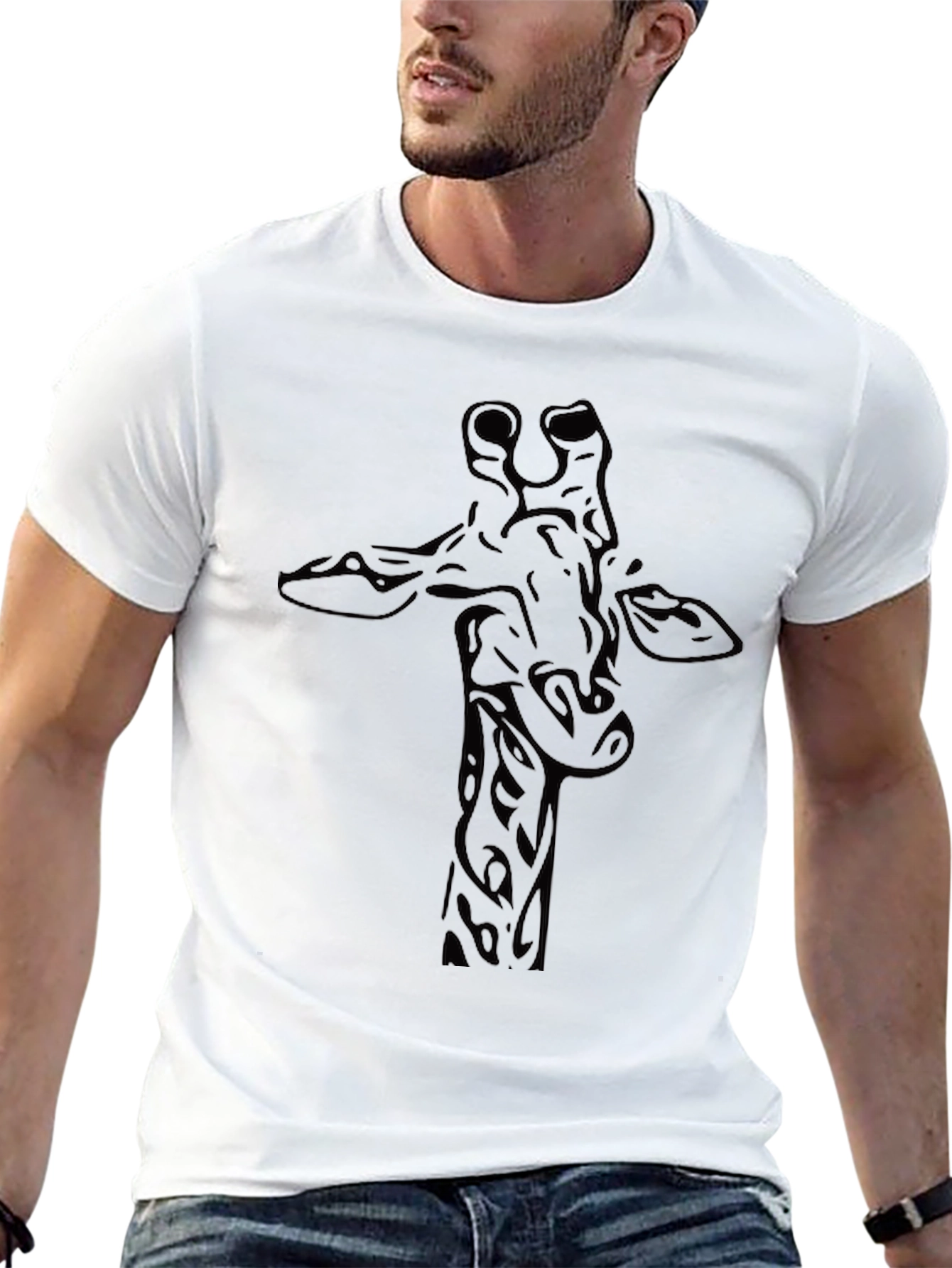 Black Giraffe Graphic Tee - Stylish Black T-Shirt view 13