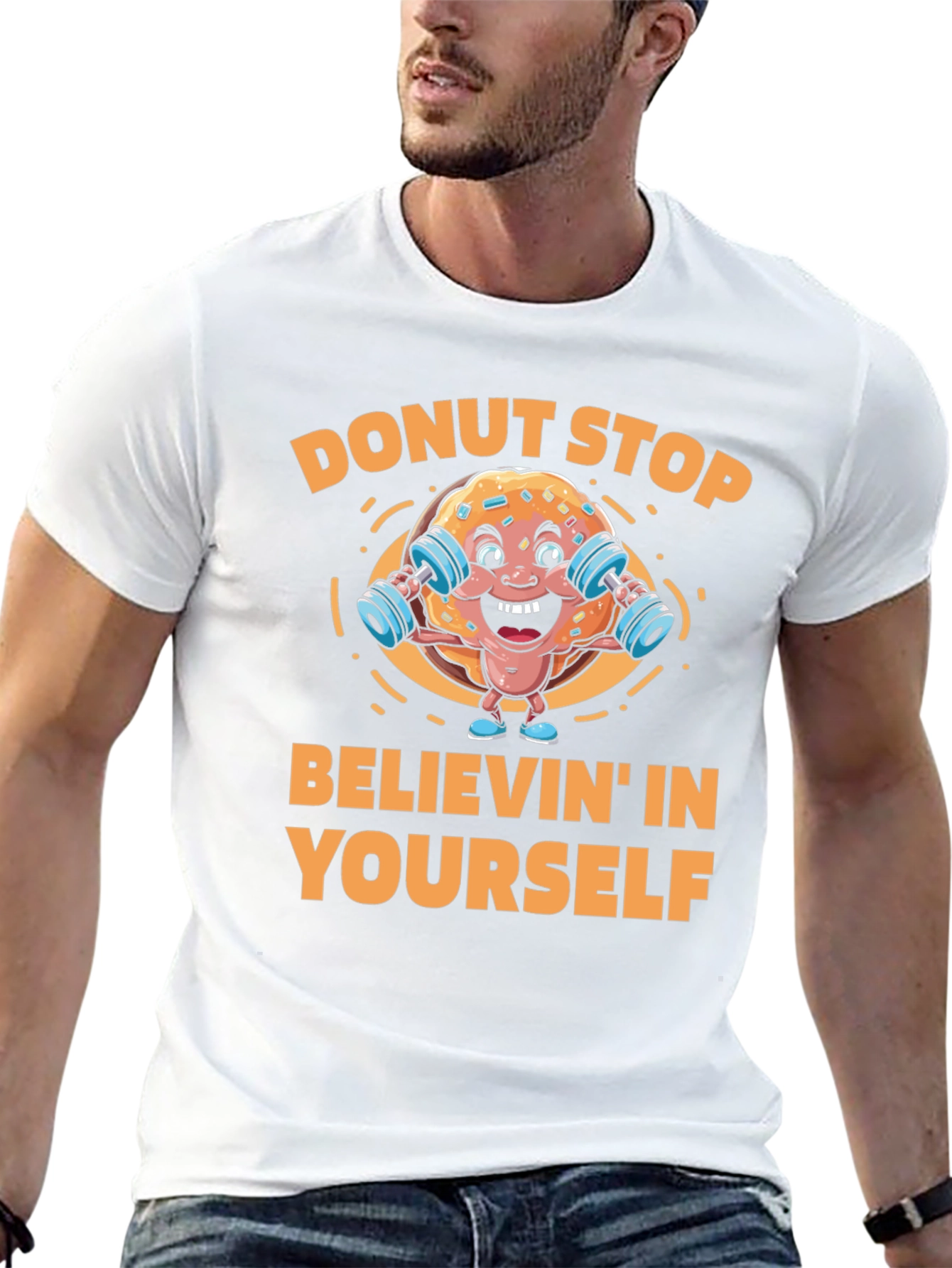 Black Donut Stop Believin' Fitness T-Shirt view 13