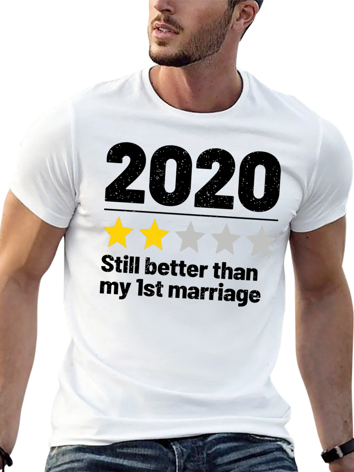 Black 2020 Two Star T-Shirt - Funny Sarcastic Tee view 13