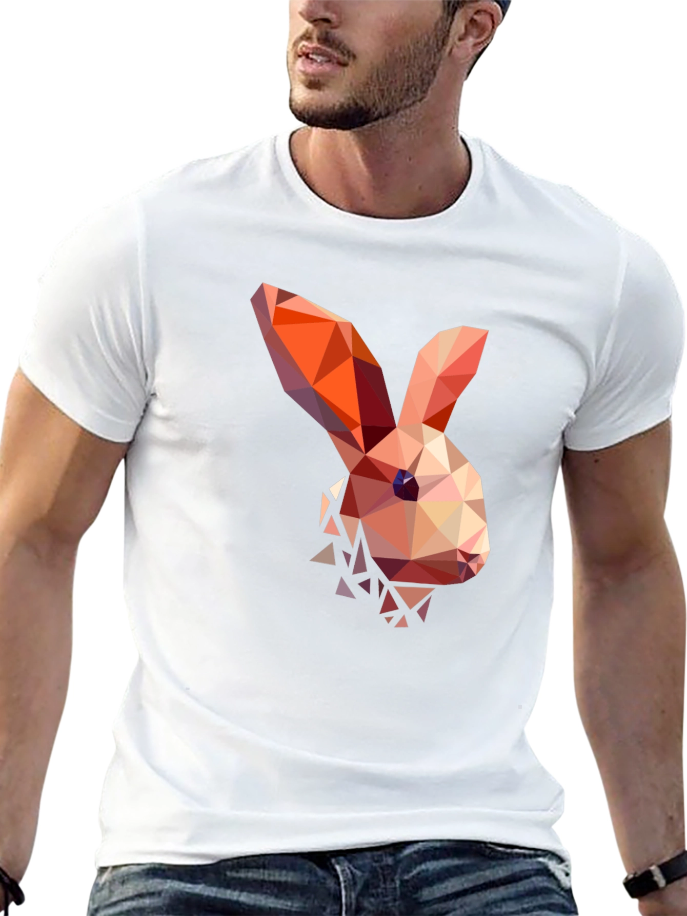 Black Geometric Bunny Graphic T-Shirt view 13