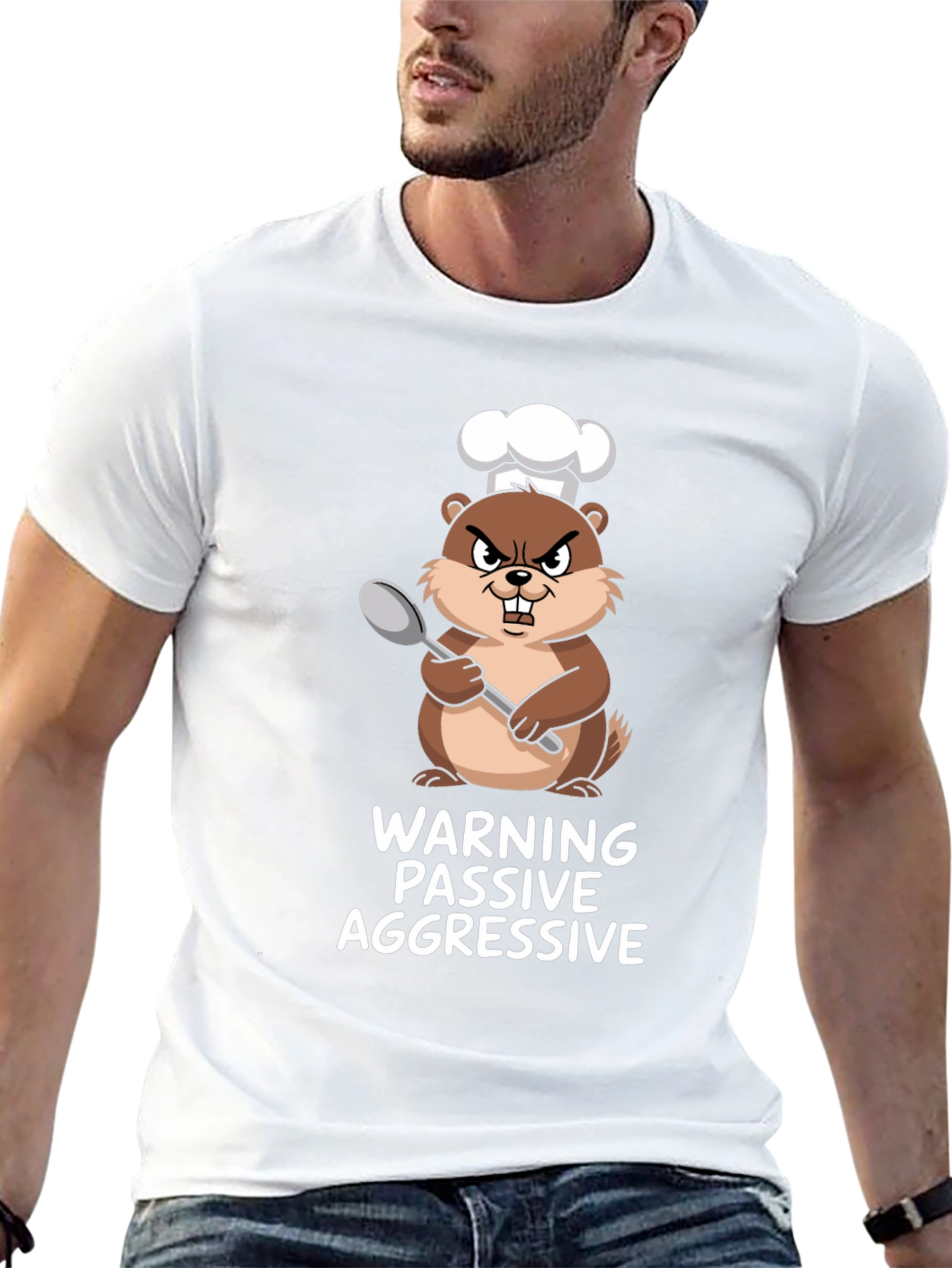 Black Passive Aggressive Chef Beaver Graphic Tee view 13