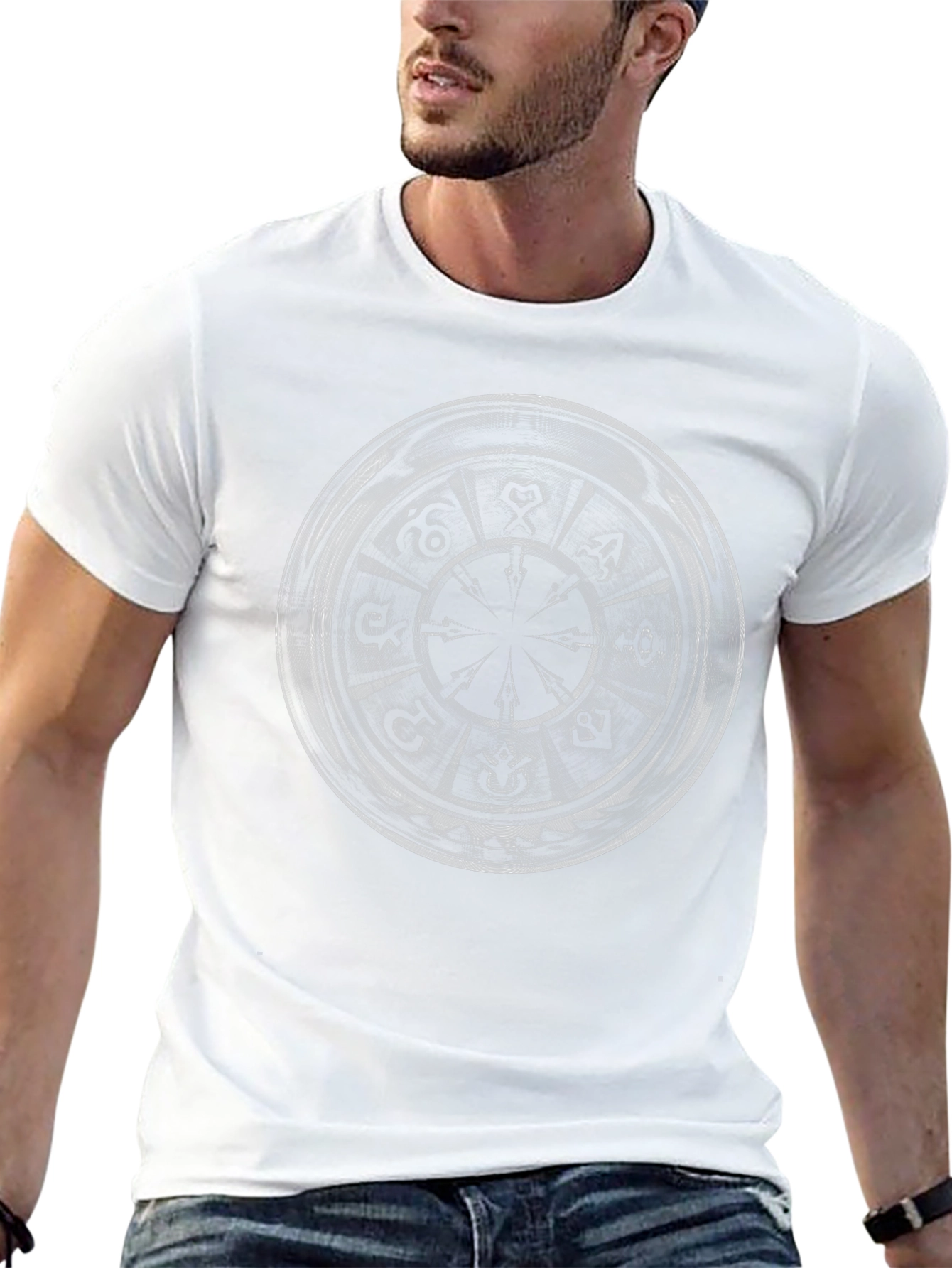Black Mystic Zodiac Wheel Graphic Tee - Black Cotton Shirt view 13