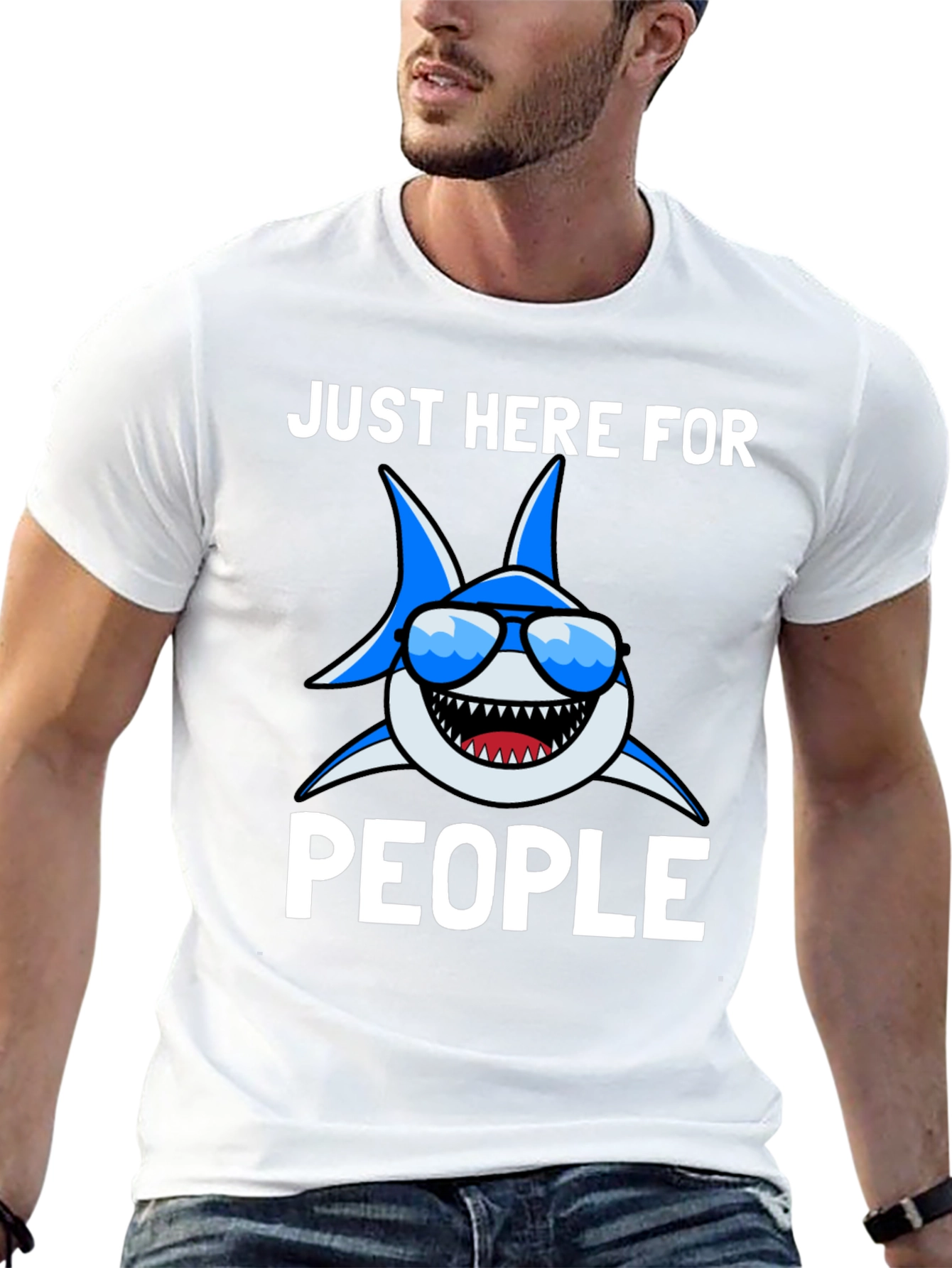 Black Shark Lover T-Shirt - Just Here for People view 13