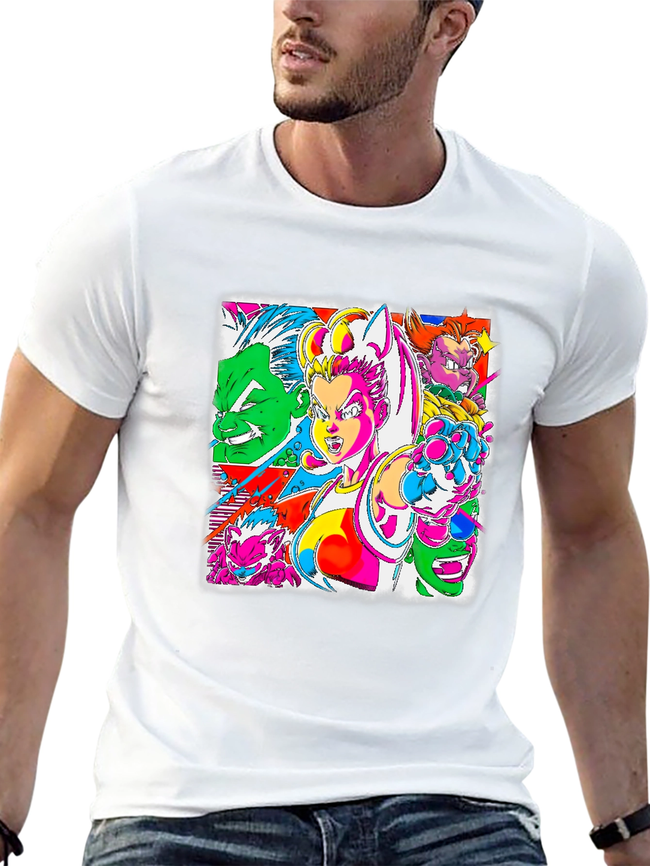 Retro Anime Graphic Tee - Bold & Vibrant Style - 13