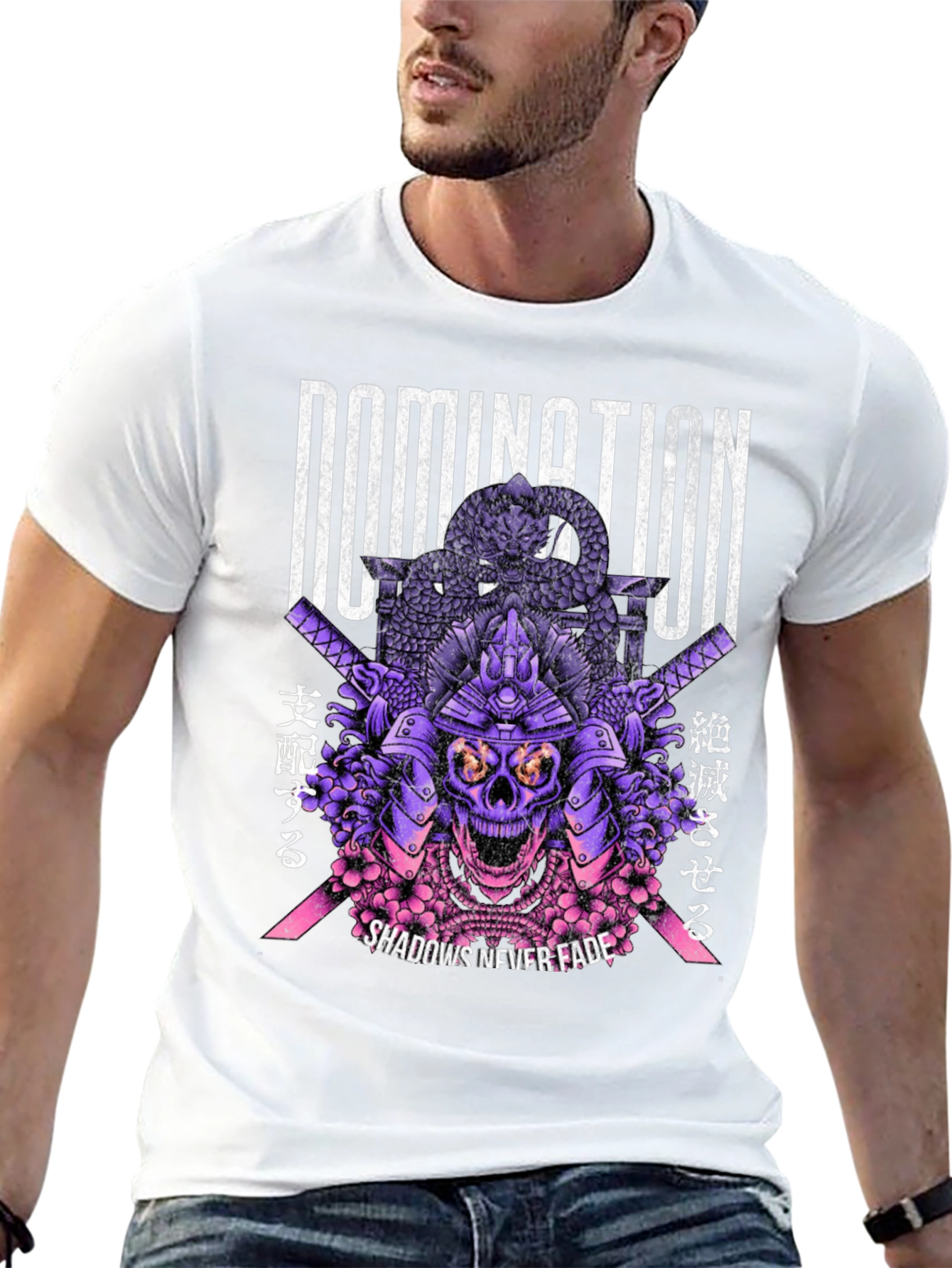 Black Domination Samurai Skull Graphic T-Shirt view 13