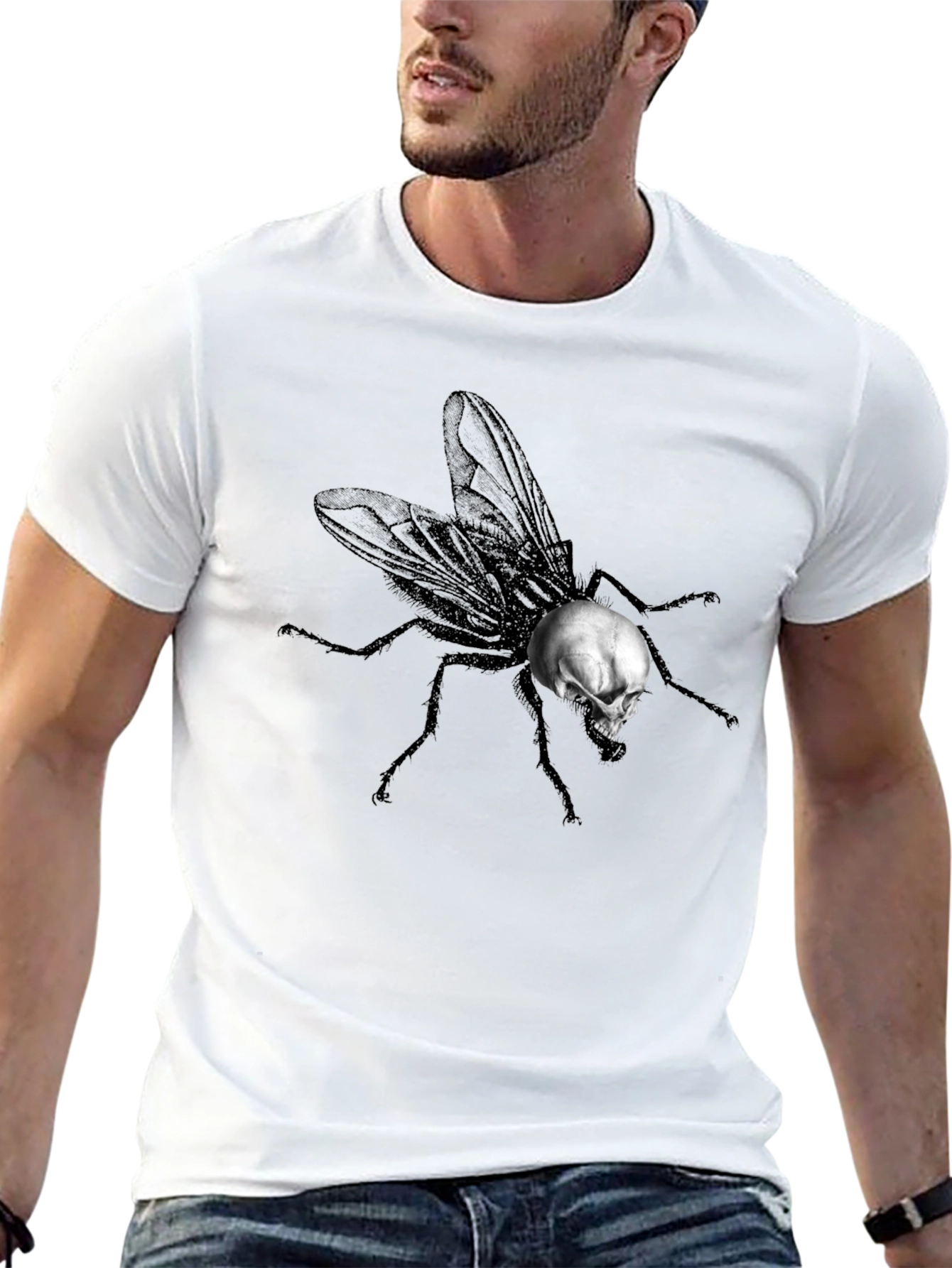 Black Skull Fly Graphic T-Shirt - Unique Design view 13