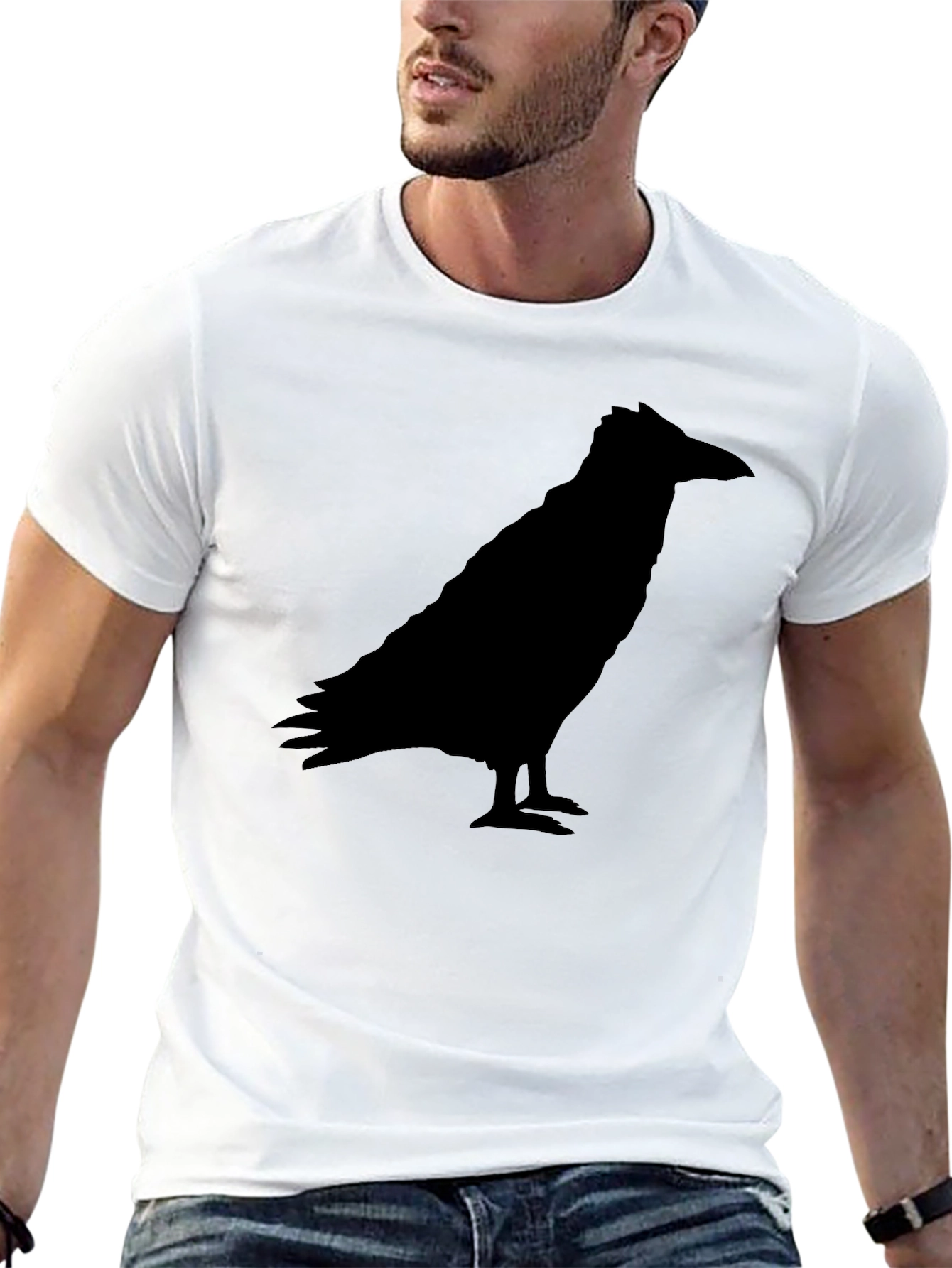 Black Raven Silhouette Graphic Tee - Black Crow Shirt view 13