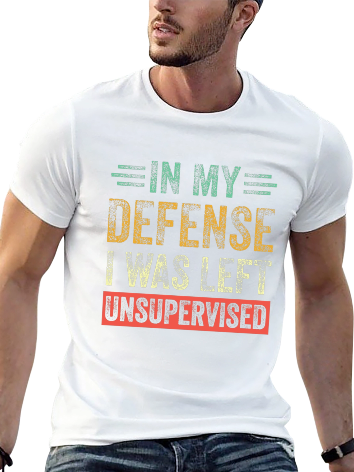 Black Funny Unsupervised Humor T-Shirt view 13