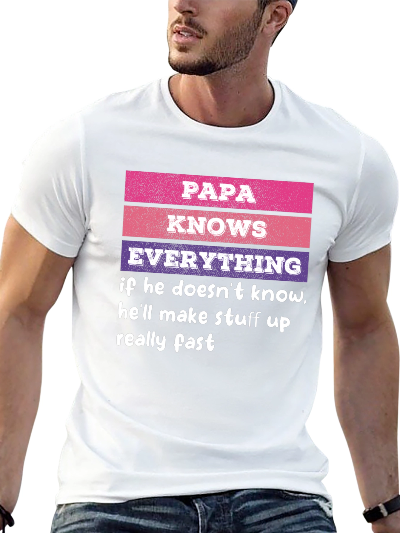 Black Papa Knows Everything T-Shirt Novelty Dad Gift view 13