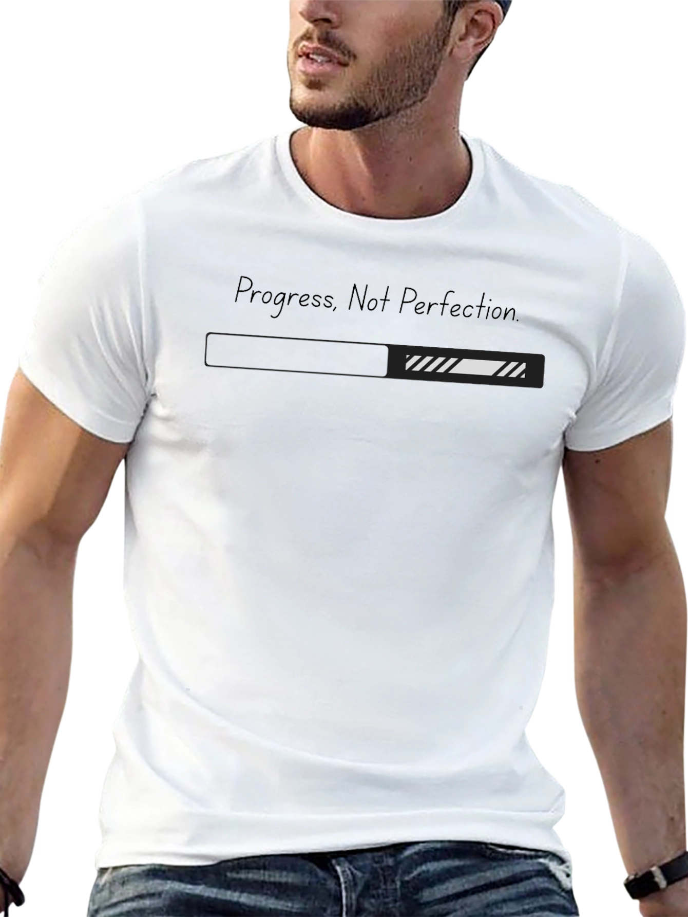 Black Progress Not Perfection Black T-Shirt view 13
