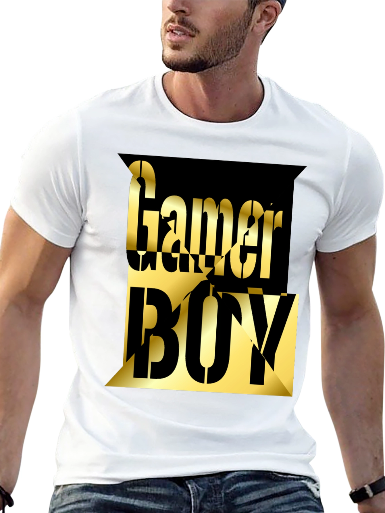 Black Gamer Boy Graphic Tee - Black Cotton Blend view 13