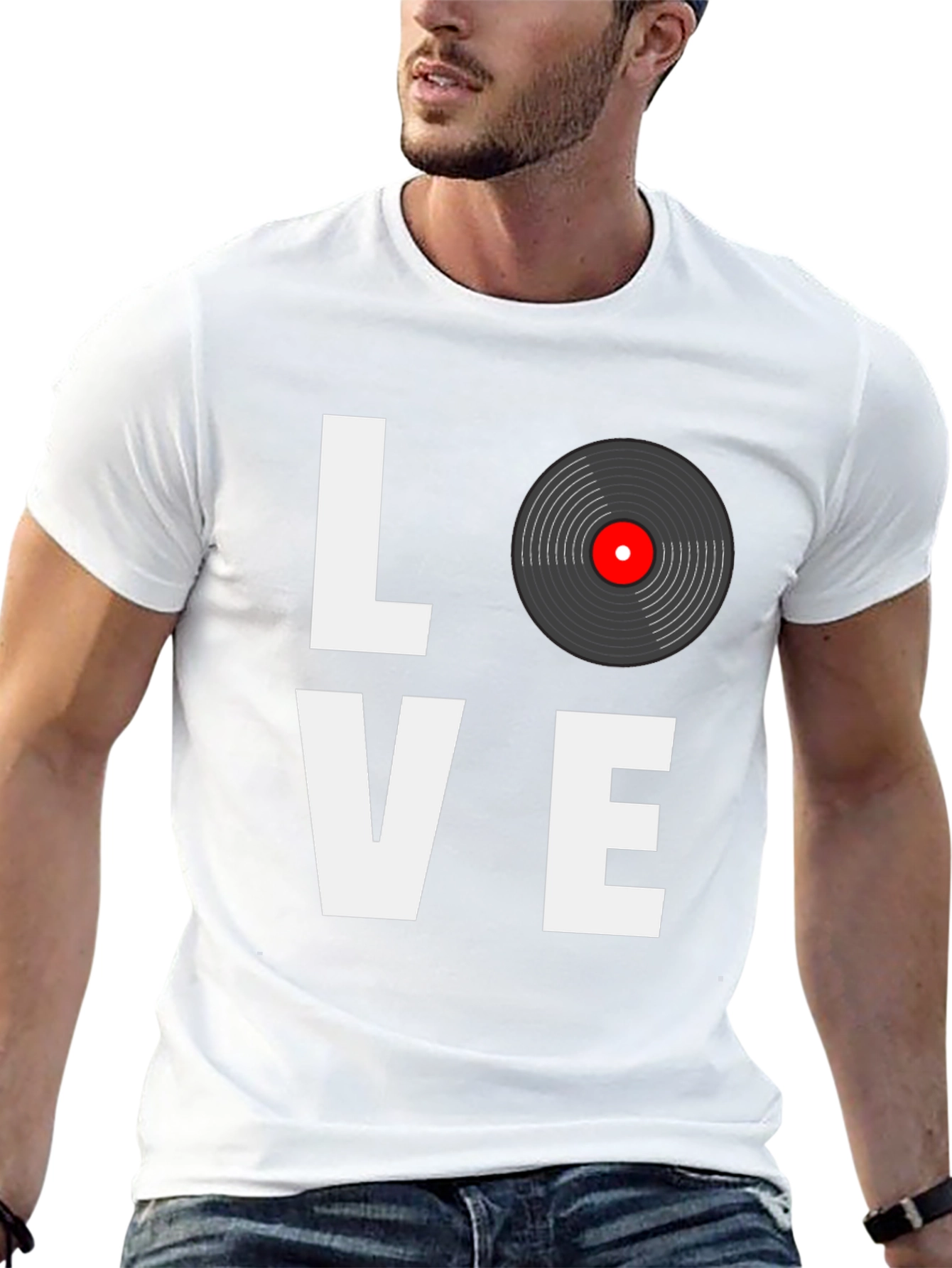 Black Love Vinyl Record Black T-Shirt  view 13