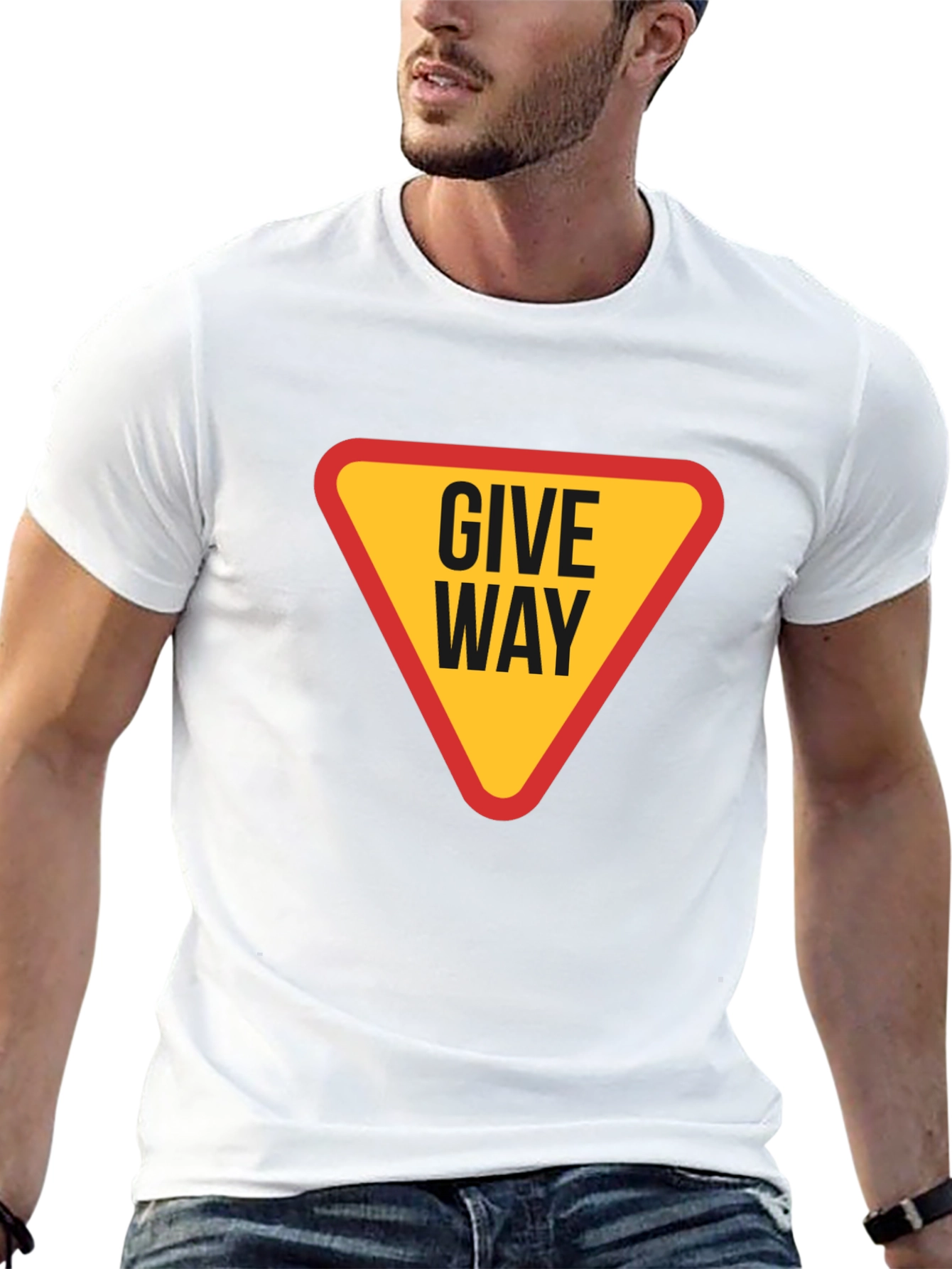 Black Give Way Traffic Sign T-Shirt view 13